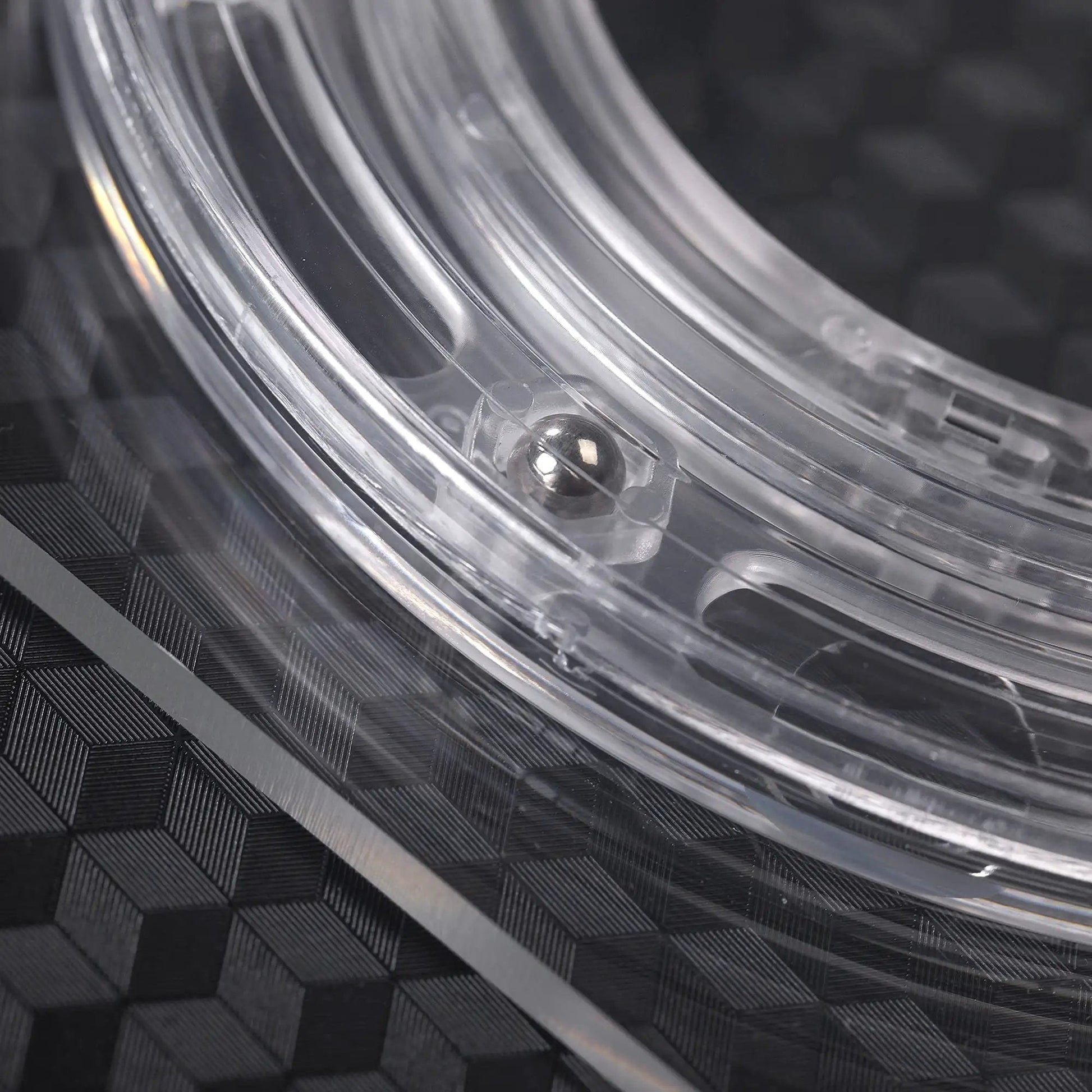 Close-up of the 7 Inch Square Cookie Decorating Turntable With Clear Acrylic Bearing Base And Non Slip Mat For Faster Smoother Icing