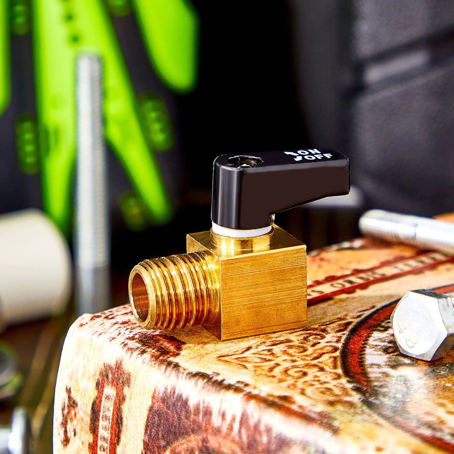 Air Compressor Drain Valve Ball Type Brass Mini Metal Tank Valve One Quarter Inch NPT Male To Female for water removal