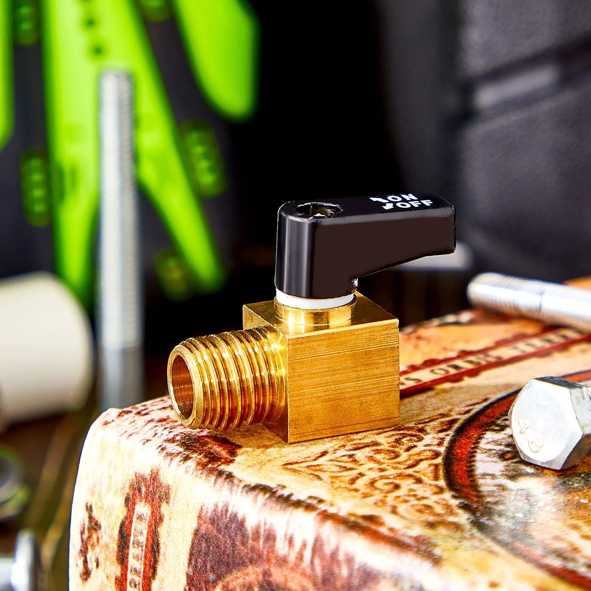 Air Compressor Drain Valve Ball Type Brass Mini Metal Tank Valve One Quarter Inch NPT Male To Female for water removal