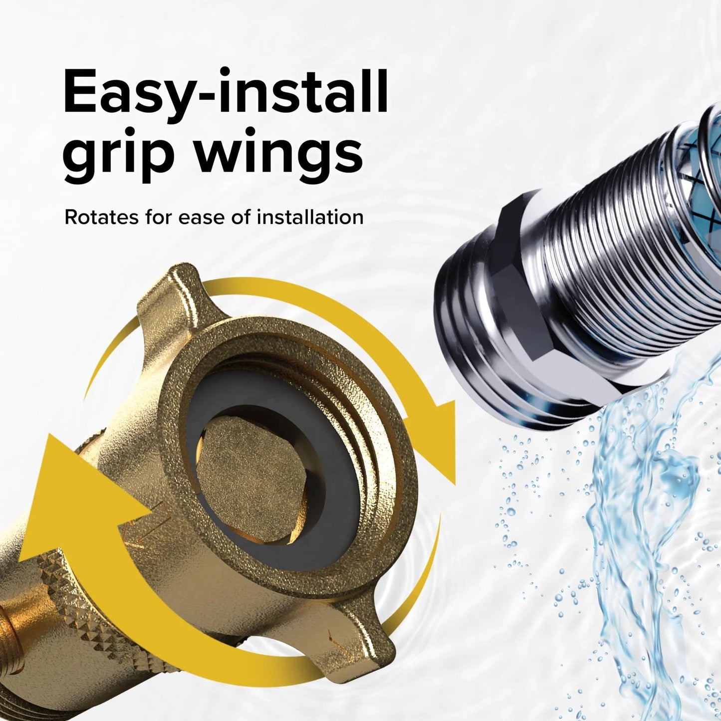 Close-up of Brass Water Pressure Regulator With Gauge For RVs And Campers Easy Read Gauge Protects Hoses and Plumbing.