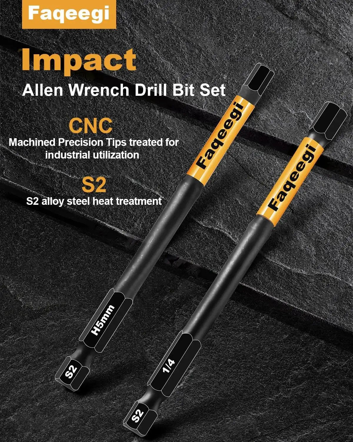 20 Piece 4 Inch Impact Hex Bit Set With Dual Metric And SAE Sizes High Torque S2 Steel Quarter Inch Hex Shank