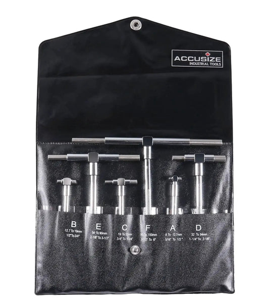 Telescoping Gage Set Five Sixteenths To Six Inches Six Piece With Hardened Contact Points And Self Centering System in bag