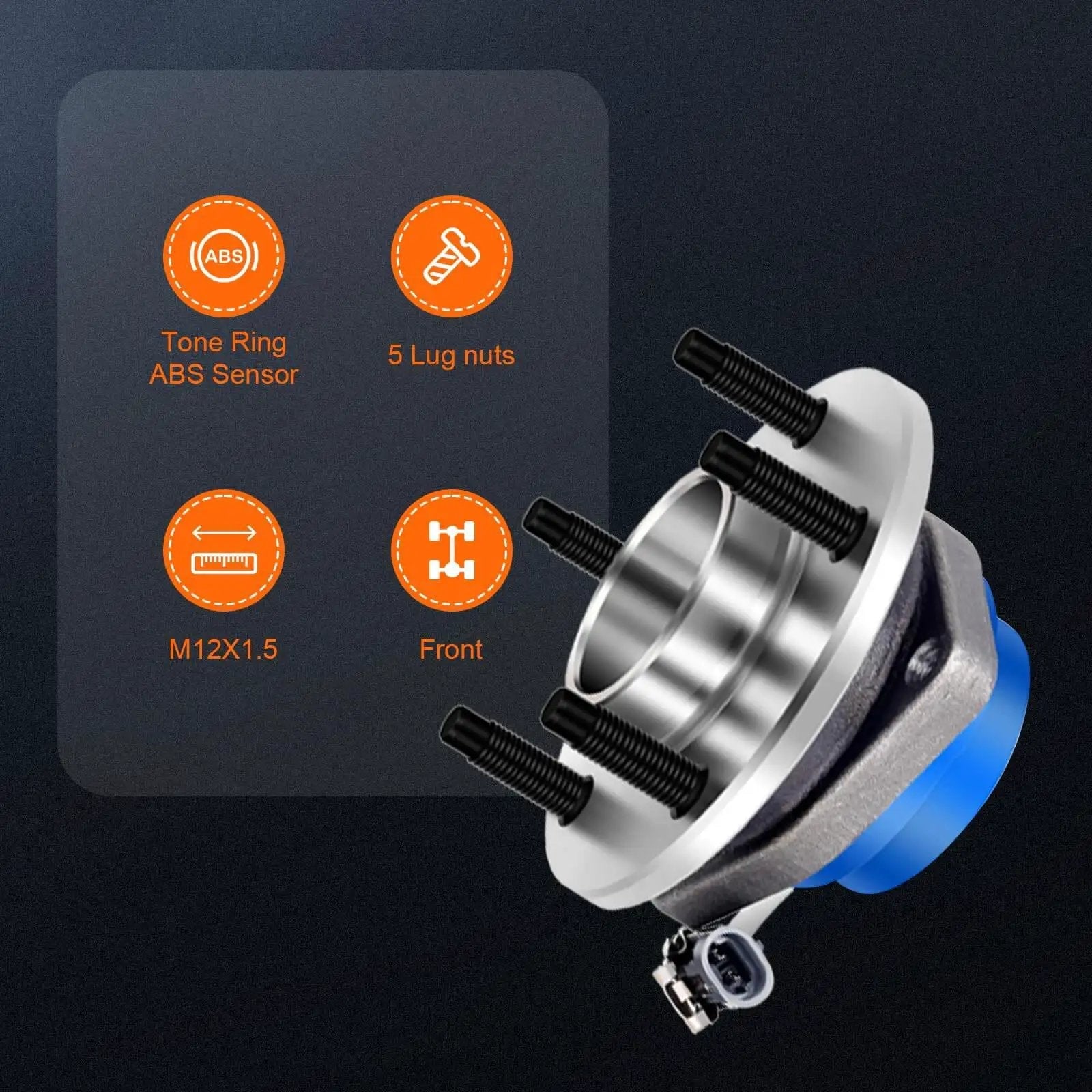 Single front wheel hub bearing assembly 5-lug OE 513121 fit Buick Allure Century Lacrosse Lucerne Regal Riviera with sensor details