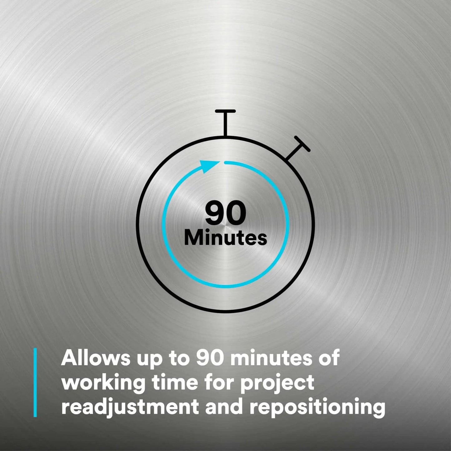 DP190 Gray Epoxy Adhesive Duo-Pak 48.5 mL 90-minute working time clock icon for project adjustment and repositioning