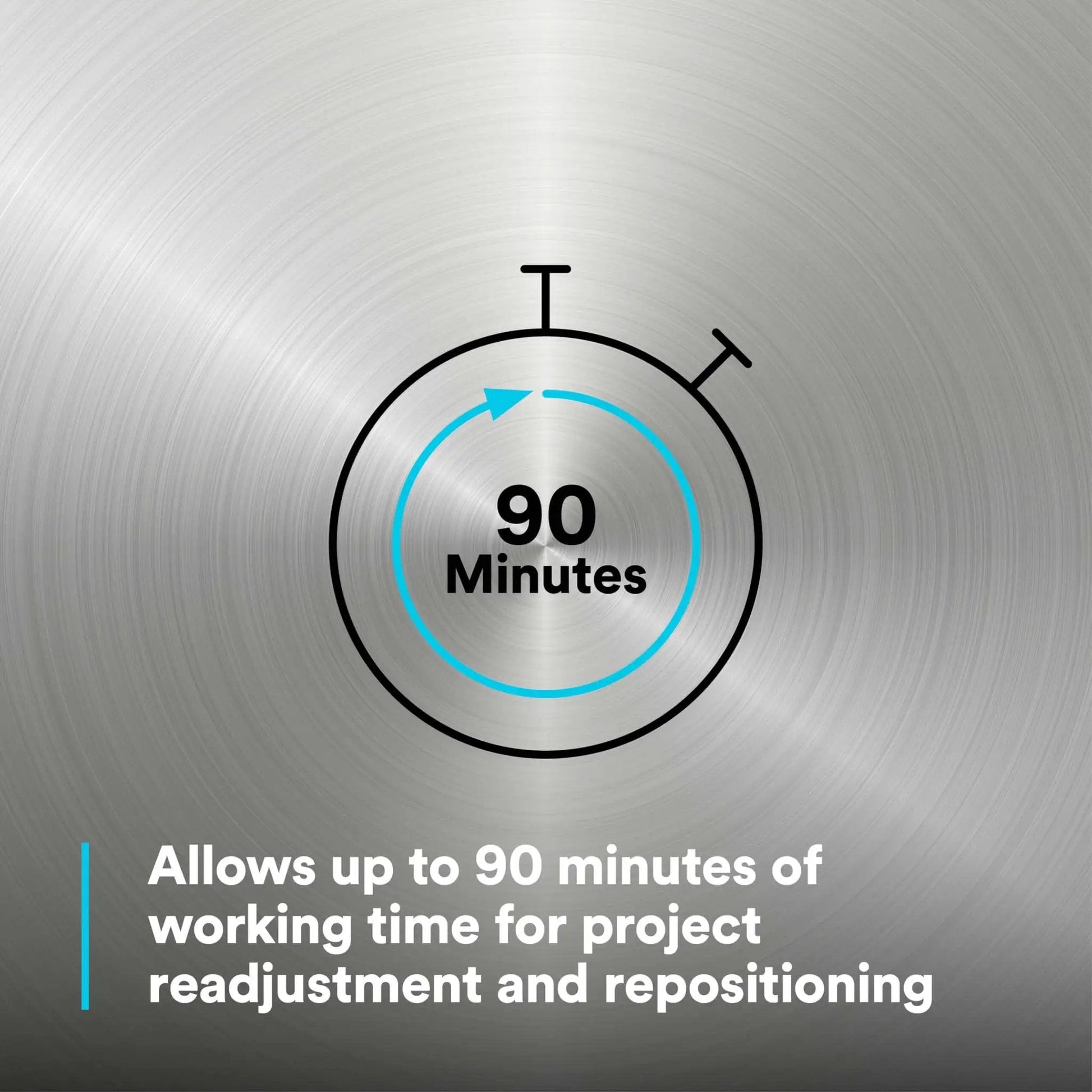 DP190 Gray Epoxy Adhesive Duo-Pak 48.5 mL 90-minute working time clock icon for project adjustment and repositioning