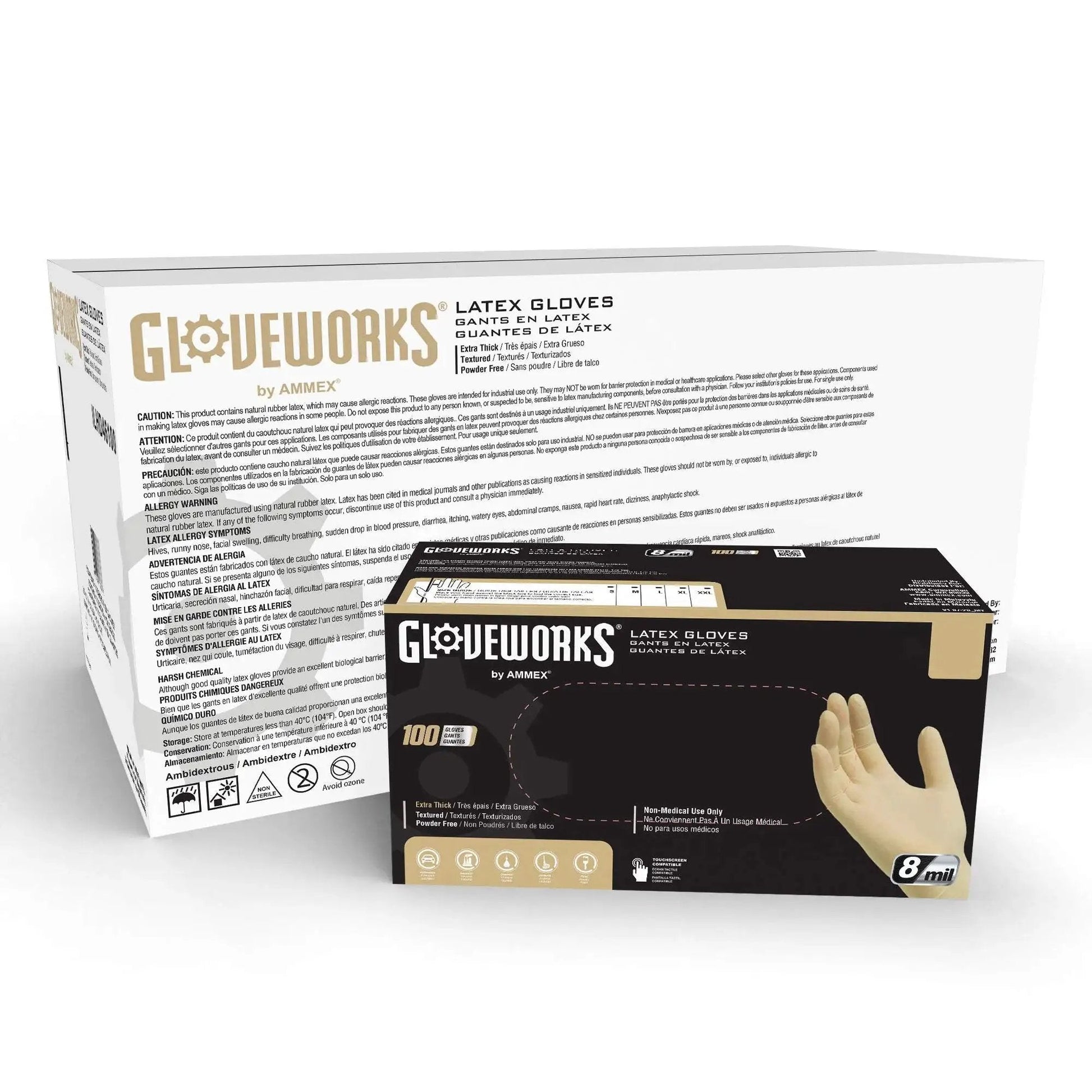 Box of Industrial Grade Latex Disposable Gloves 8 Mil Powder Free Double Chlorinated Case Of 1000