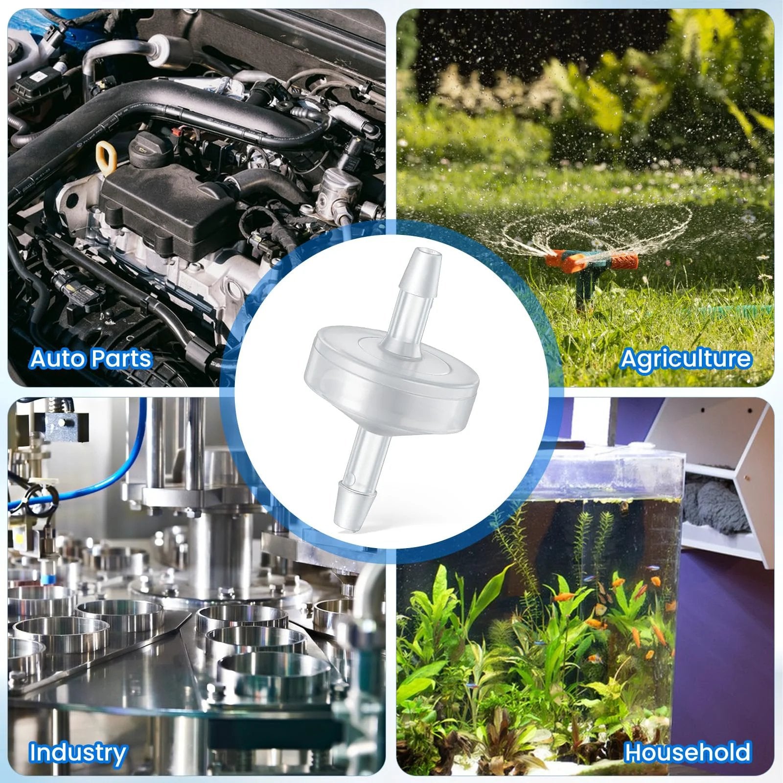 10 Pack One Eighth Inch Plastic Check Valve One Way Hose Barb Non Return For Water Fuel Oil Air Gas Three Millimeter