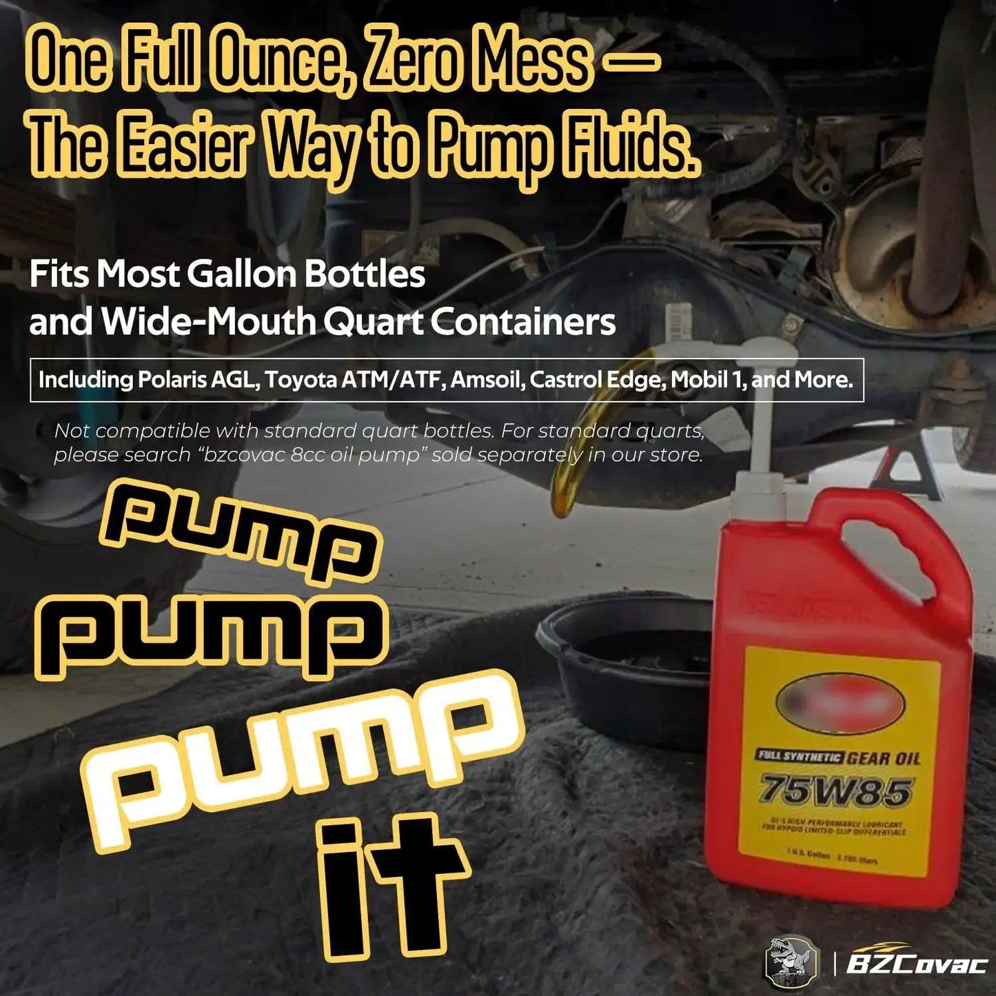 30cc Hand Oil Transfer Pump For Gallon Bottles Gear Oil And Transmission Fluid shown with red gear oil container