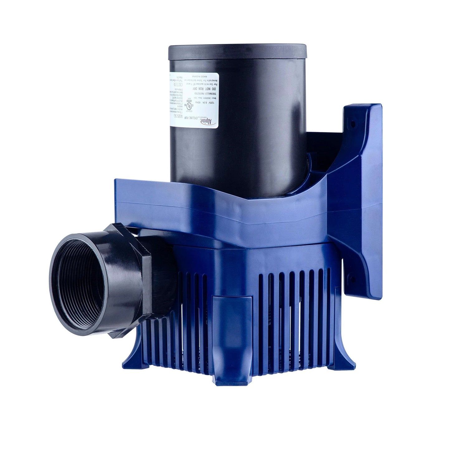 Powerful 10300 GPH Submersible Water Pump for Ponds, Fountains, and Waterfalls With 40 Ft Lift, 33 Ft Cord, Adapters Included, Quiet Operation, 960 Watts for Reliable Water Circulation Alpine Corporation side view