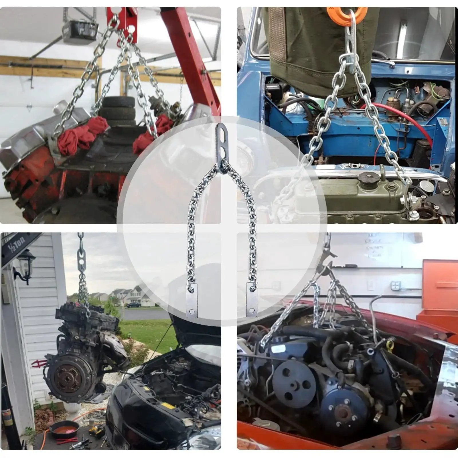 Engine Lift Chain 1000 Lbs Capacity 34 Inch Chain Hoist For Motor Engine Lifting used for hoisting engines in garages