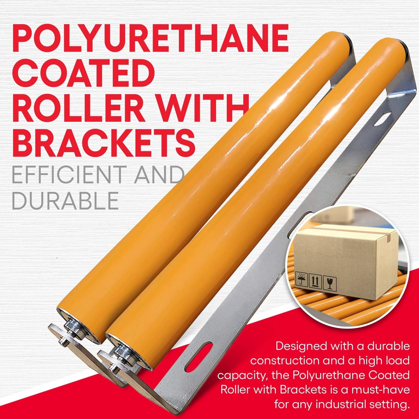 Heavy Duty Polyurethane Coated Conveyor Rollers With Brackets For Carts And Trolleys Two Pack Smooth Glide Ultimation Industries