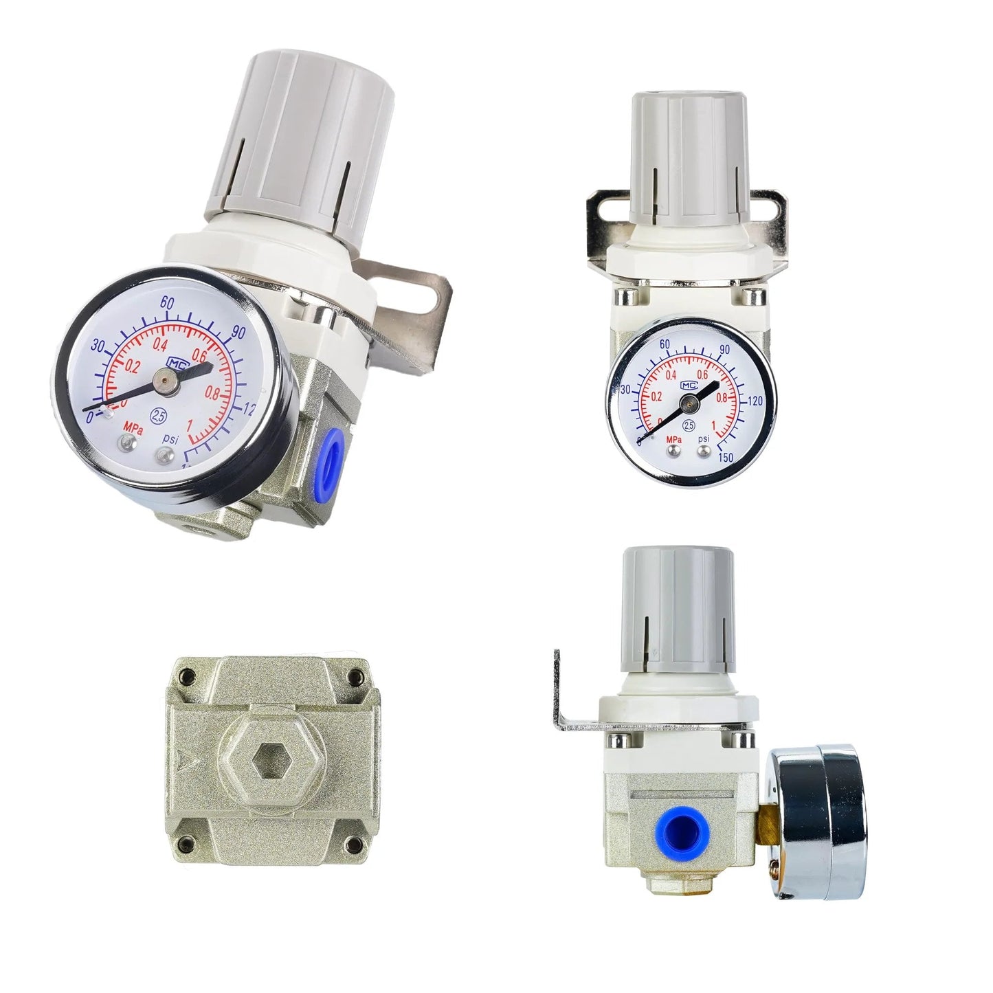 Pro Grade Air Regulator For Compressors With 0.25 Inch Port And 0 To 150 PSI Gauge Bracket Included 20 SCFM Flow Electroplated Dial