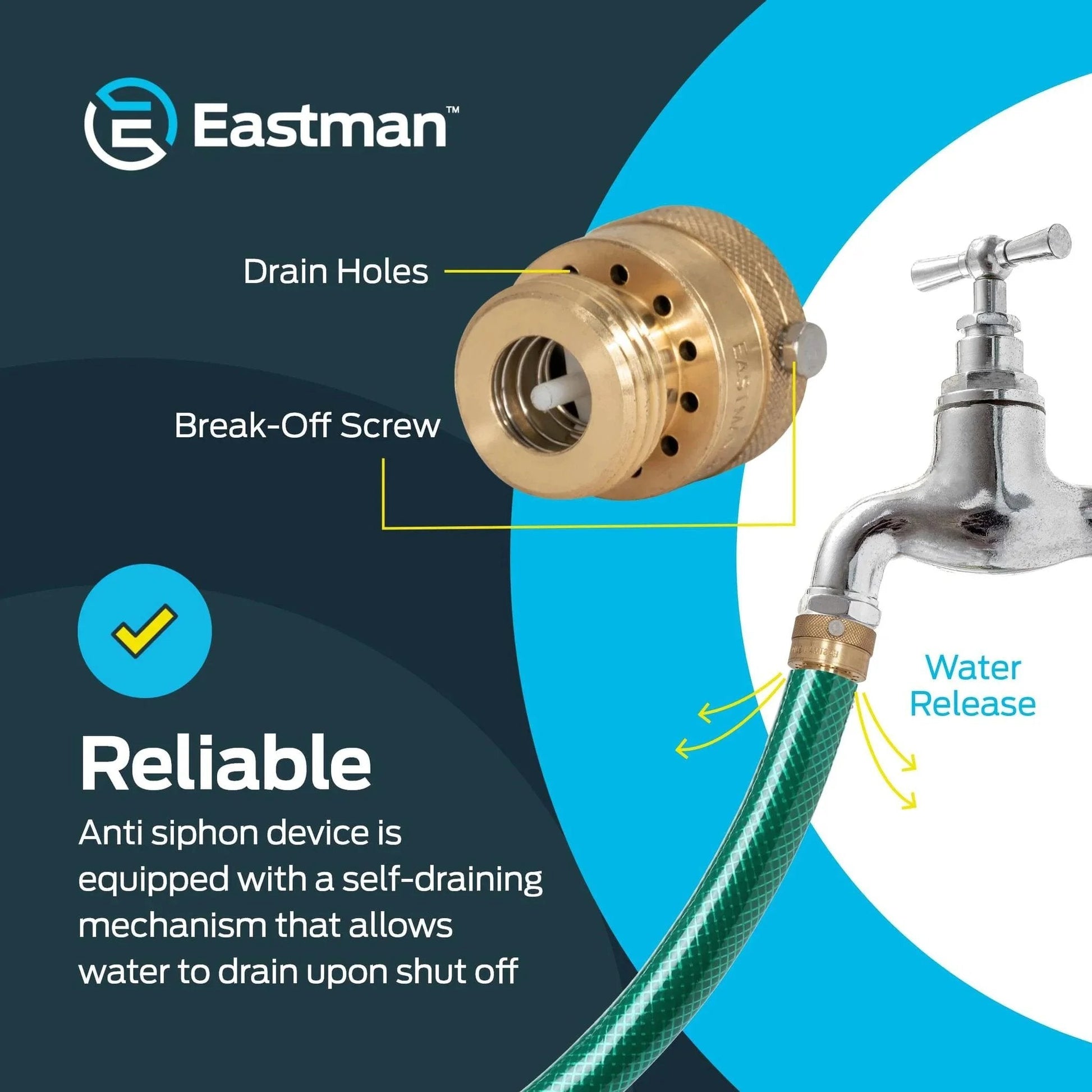 Three Quarter Inch FHT To Three Quarter Inch MHT Hose Bibb Anti Siphon Vacuum Breaker Brass Plumbing Fitting in use on faucet