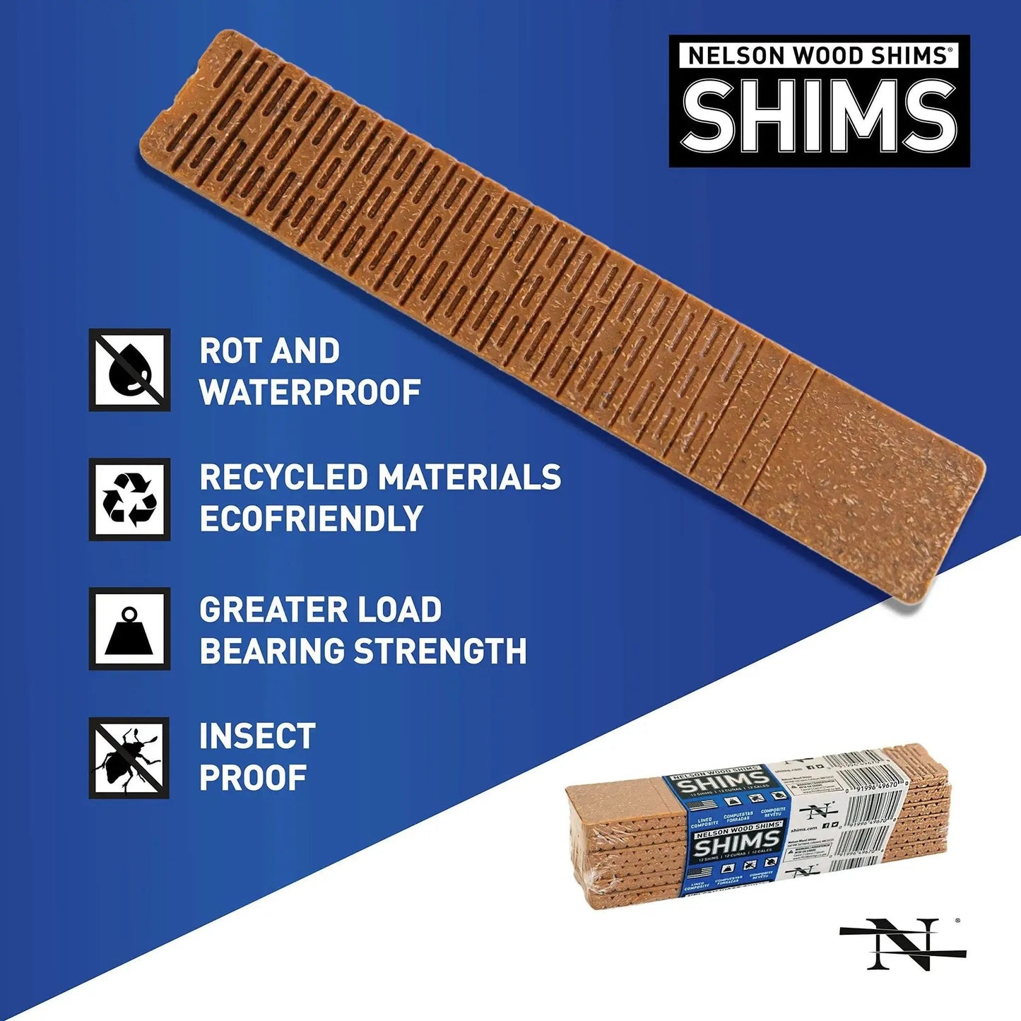 Waterproof 24 Pack 8 Inch Composite Shims For Leveling Toilets Windows Cabinets Decks with rot-proof durable design