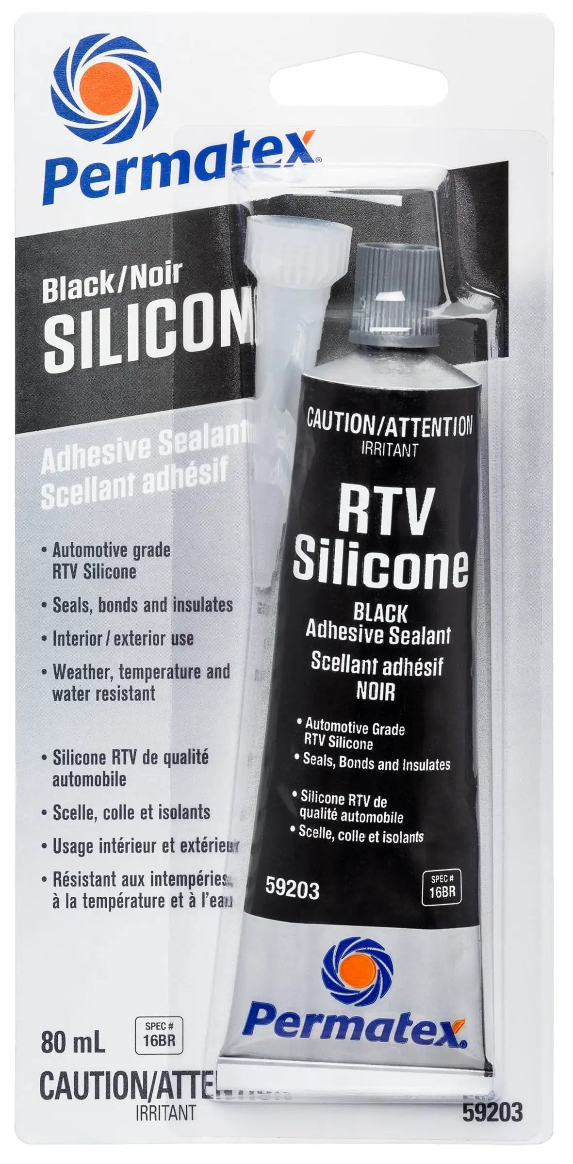 Go To All Purpose Black RTV Silicone Adhesive Sealant 80 Ml in packaging, suitable for sealing, bonding, and gasket making.
