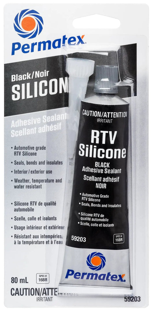 Go To All Purpose Black RTV Silicone Adhesive Sealant 80 Ml in packaging, suitable for sealing, bonding, and gasket making.