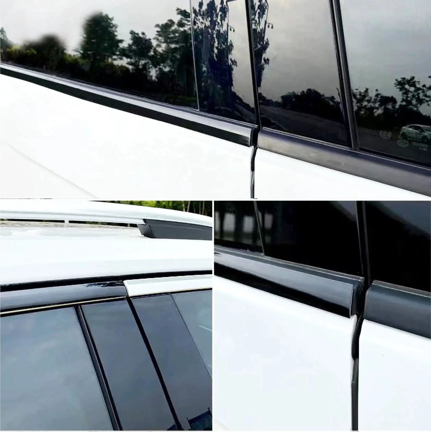 16 Foot Glossy Black Car Exterior Interior Molding Trim Self Adhesive Universal installed on car window edges