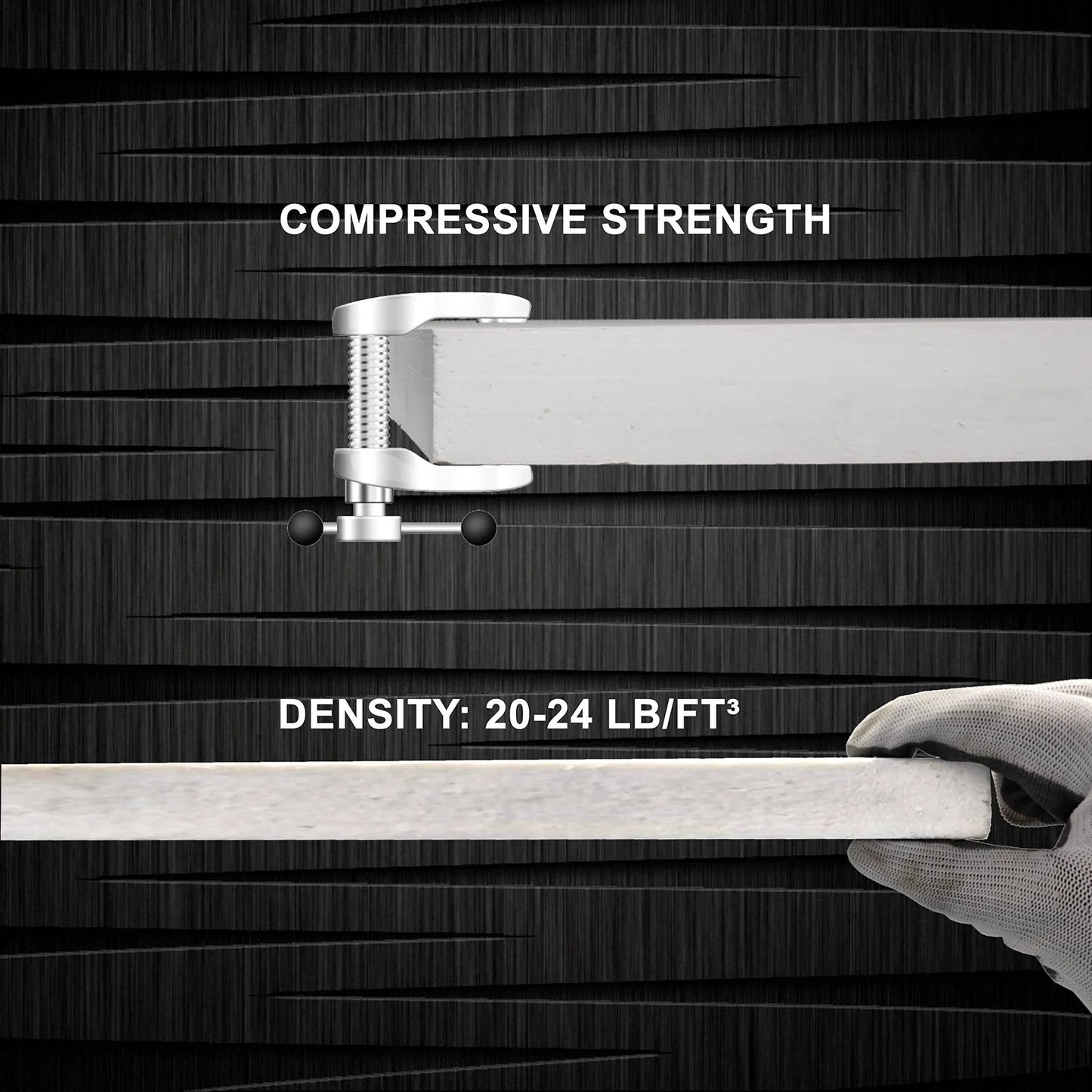 Close-up of Ceramic Fiber Insulation Board 2300F 1 Inch By 18 Inch By 24 Inch showing density measurement and compressive strength test.