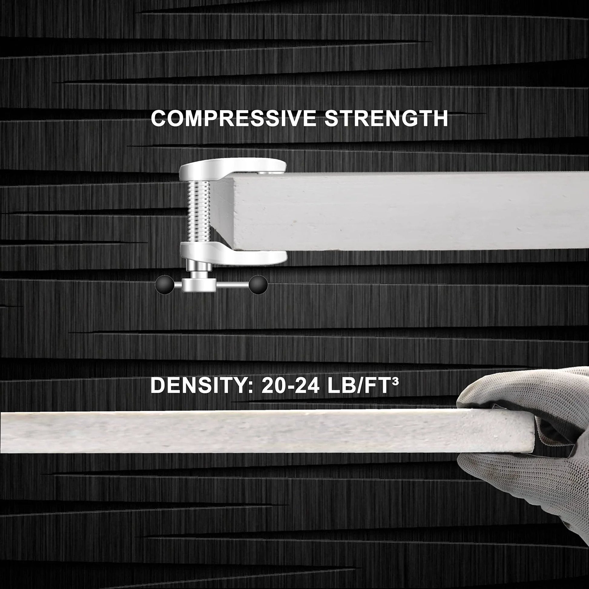 Close-up of Ceramic Fiber Insulation Board 2300F 1 Inch By 18 Inch By 24 Inch showing density measurement and compressive strength test.