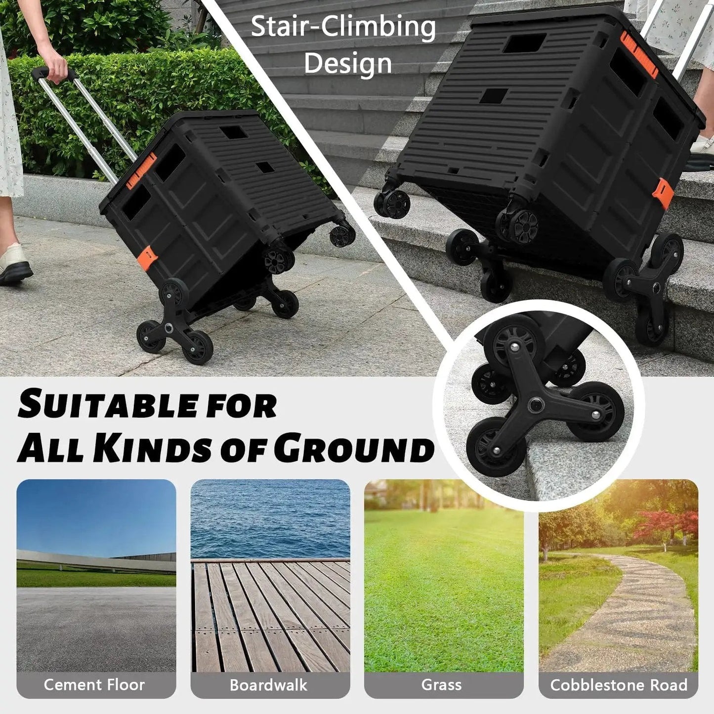 Two Pack Triangle Stair Climbing Wheels For Shopping Cart And Laundry Trolley Replacement Compatible With BY06C BY10C Foldable Carts