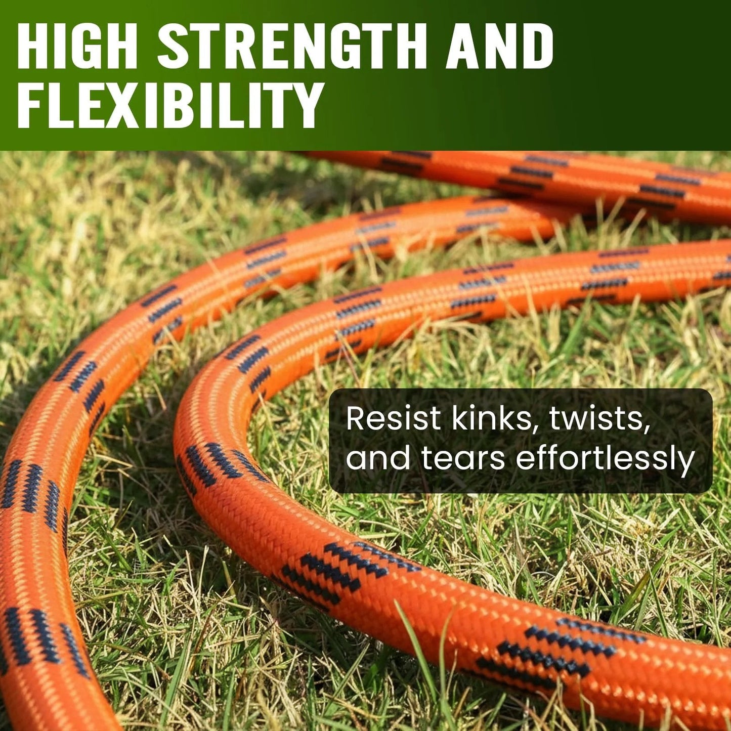 Heavy Duty Non Expandable Garden Hose 100 Ft With 10 Function Sprayer Delivers Steady Water Pressure Anti Kink Burst Resistant Leak Proof High Pressure Lightweight Flexible Hose For Easy Yard Work By REFDAQ on grass