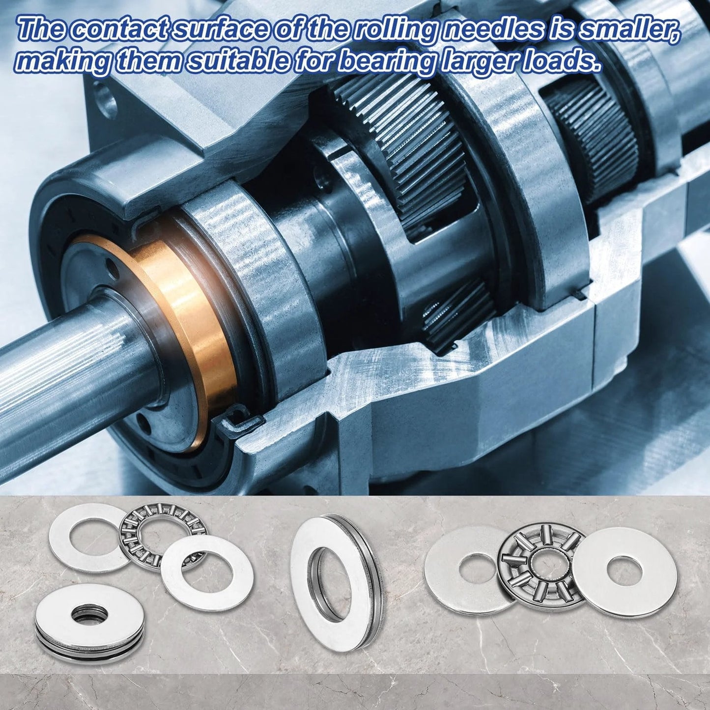 Thrust Needle Roller Bearing Set 15x28x4mm With Washers For Heavy Duty Conveyor Systems And Machine Tools, 10 Pcs Chrome Steel Thrust Bearings, AS1528 Compatible Washers, PATIKIL AXK1528 Silver installed on machinery