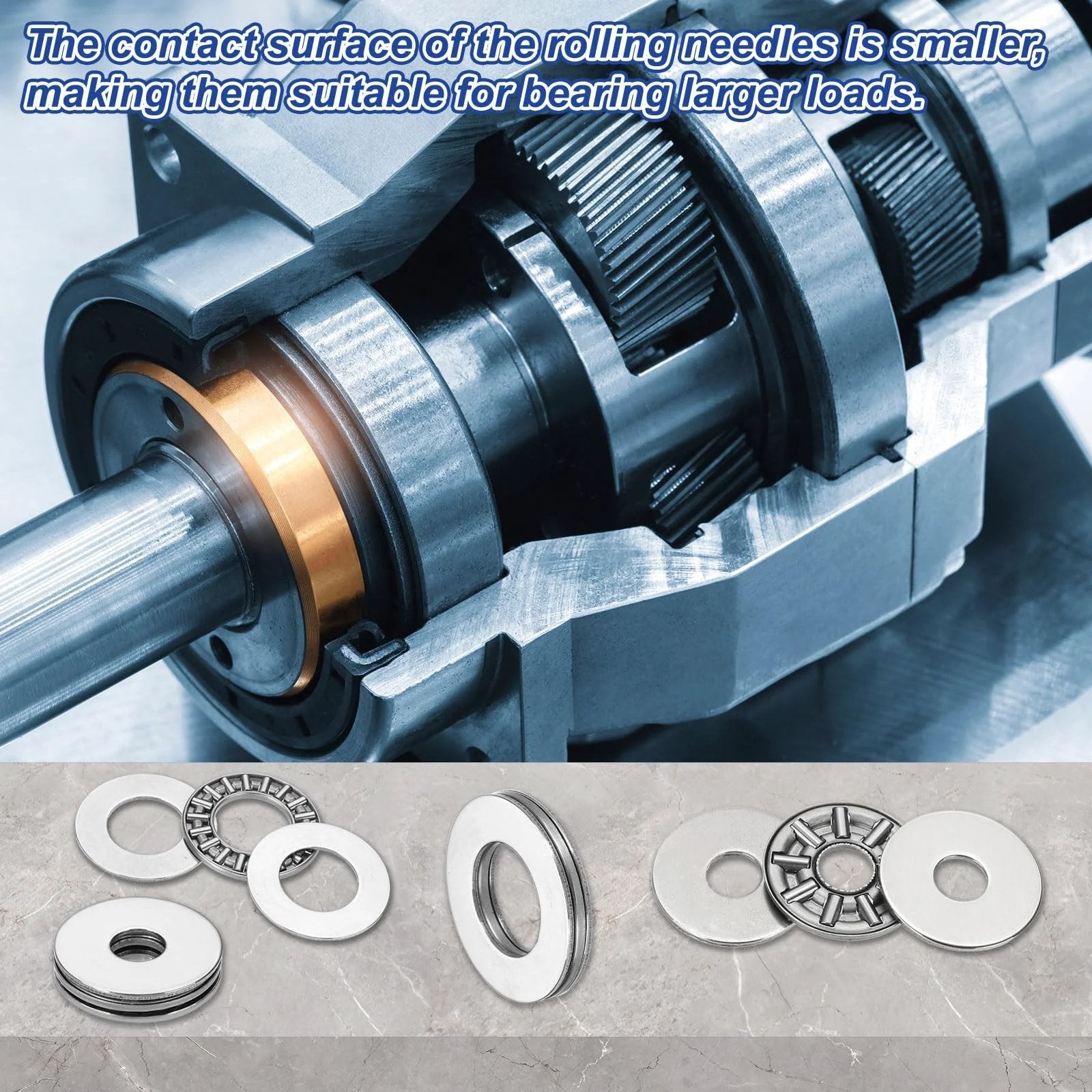 Thrust Needle Roller Bearing Set 15x28x4mm With Washers For Heavy Duty Conveyor Systems And Machine Tools, 10 Pcs Chrome Steel Thrust Bearings, AS1528 Compatible Washers, PATIKIL AXK1528 Silver installed on machinery
