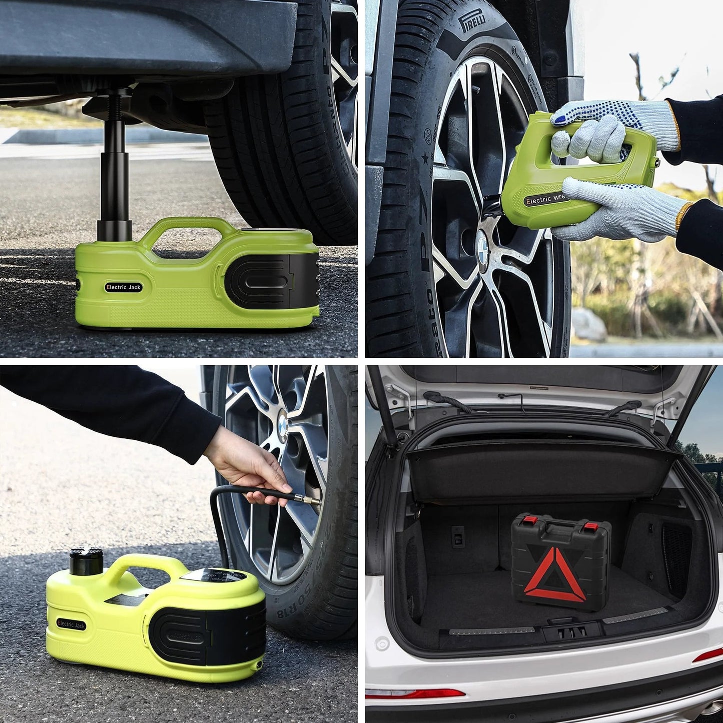 Electric Car Jack Kit 5T 12V Hydraulic Tire Jack With Dual Cylinder Air Pump LCD Touch Screen And Impact Wrench Portable Car Lift