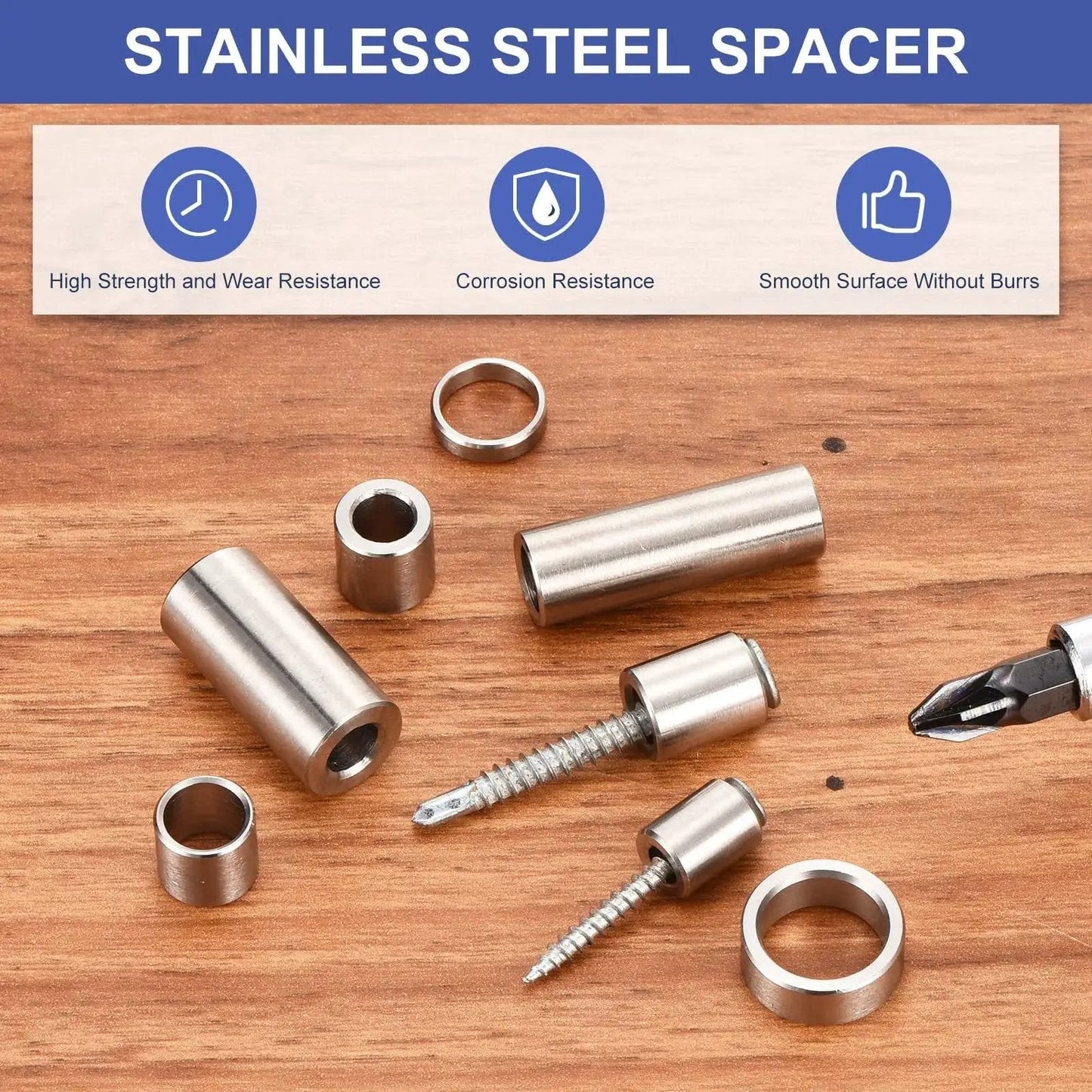 8 Pack 304 Stainless Steel Spacer 12mm ID 16mm OD 12mm Length Unthreaded Round Standoff Bushing for Screws Bolts Rods