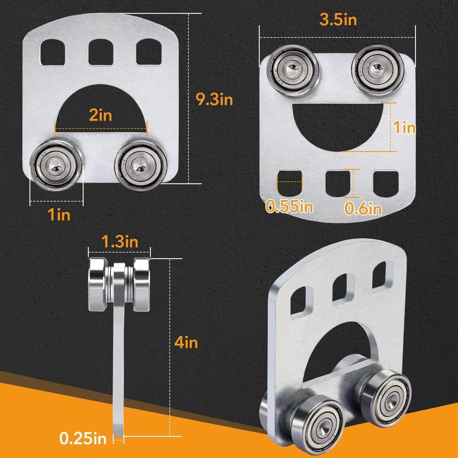Four Wheel Trolley Assembly Rollers With Four Bearings For Unistrut Trolleys One And Five Eighths Inch Wide And Taller Strut Channel