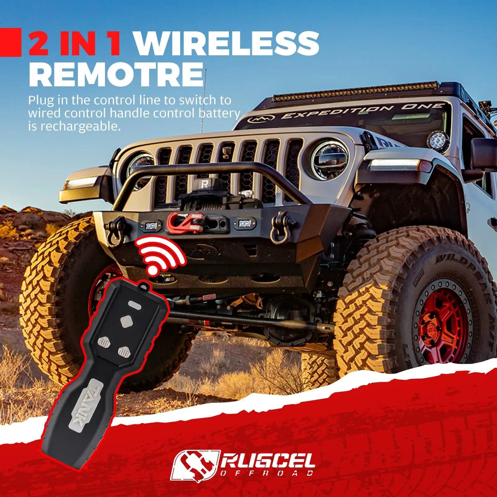 2 in 1 infrared remote control for Beast Heavy Duty 13500lb Waterproof Electric Winch With Synthetic Rope For Trucks And SUVs