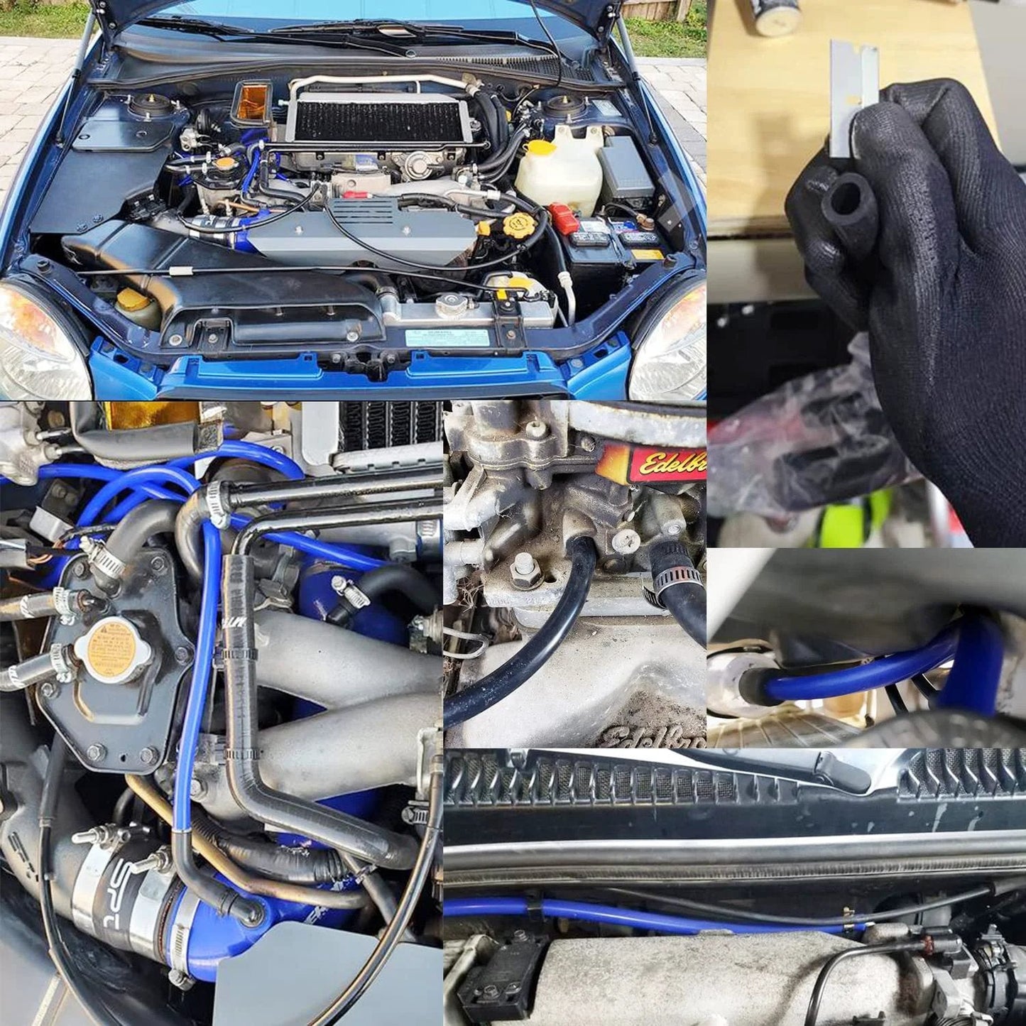 High Temp Silicone Vacuum Tubing Hose Five Feet One Quarter Inch ID Six Millimeter Black installed in an automotive engine