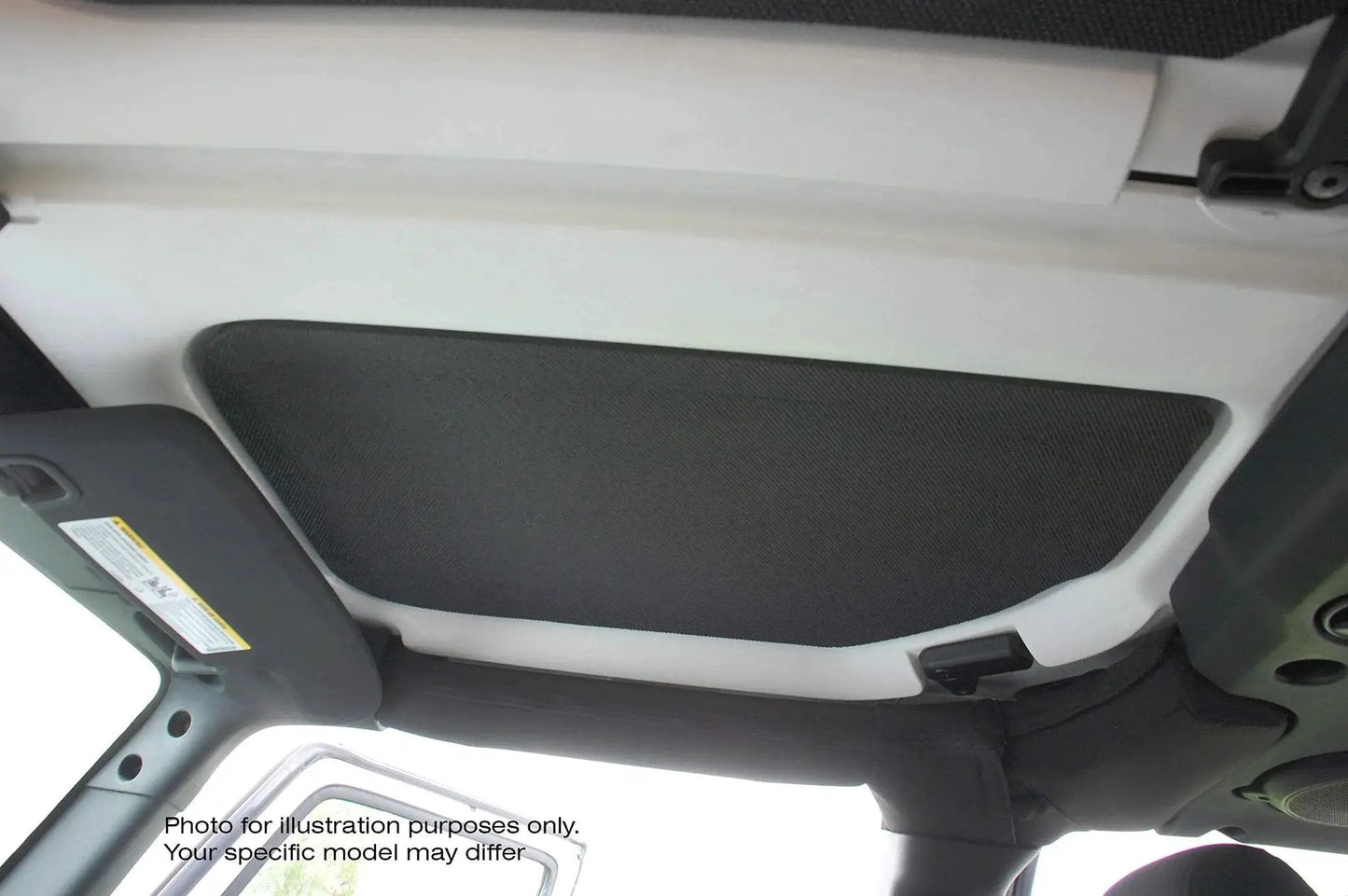 Boom Mat Black Sound Deadening Headliner For Jeep Wrangler JL 2018 Up Custom Fit installed view inside vehicle