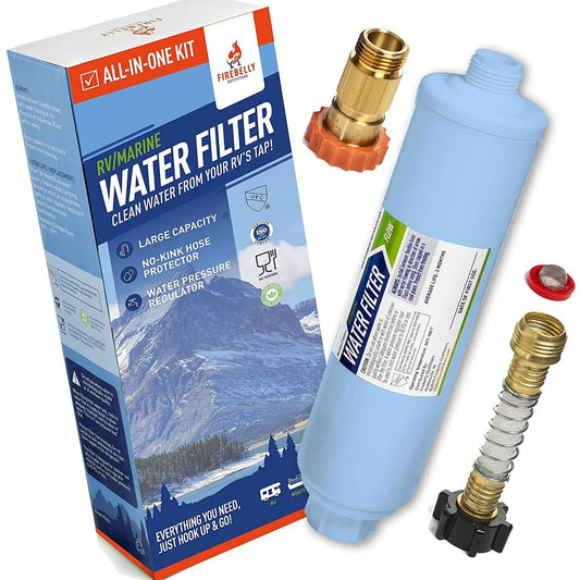 RV Water Filter And Pressure Regulator Kit For Inside And Outside Use Inline Hose Filtration System With ISO Certified KDF And GAC Media