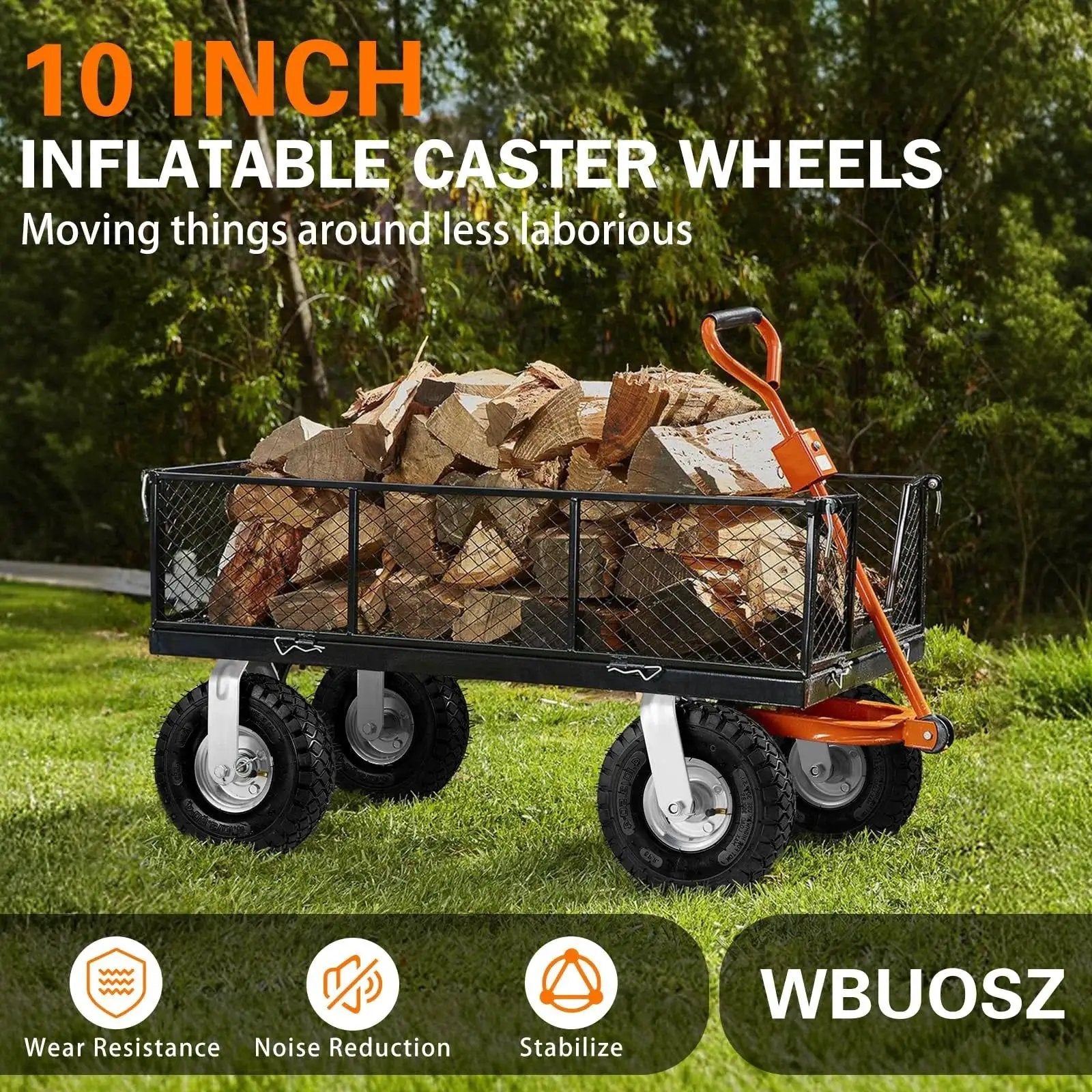 Heavy Duty Pneumatic Casters 10 Inch 4 Pack With 2 Swivel And 2 Rigids, 1200 Lbs Capacity, Rubber Wheel For Workbenches, Carts, Trolleys