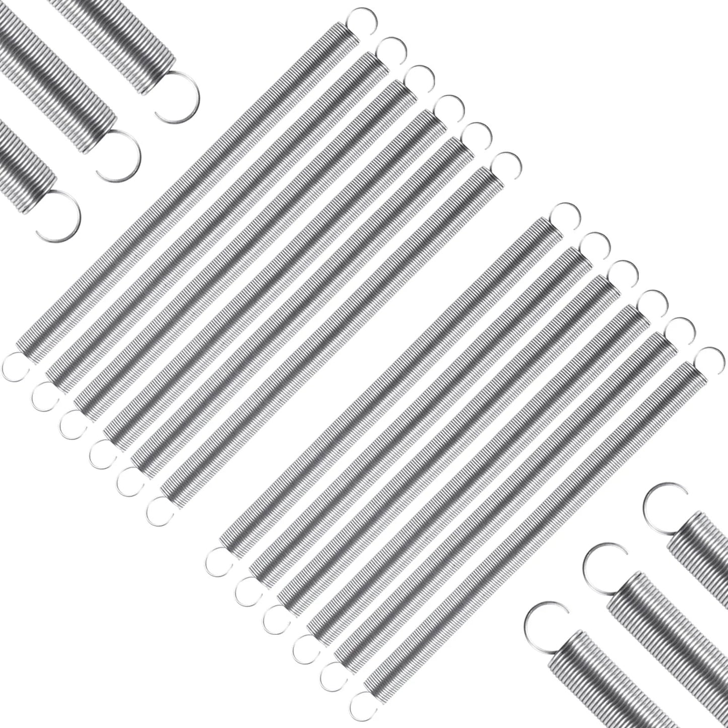 Heavy Duty 6.5 Inch Stainless Steel Extension Springs With Hook Ends Pack Of 12, 0.03 Inch Wire Diameter, 0.4 Inch Outer Diameter