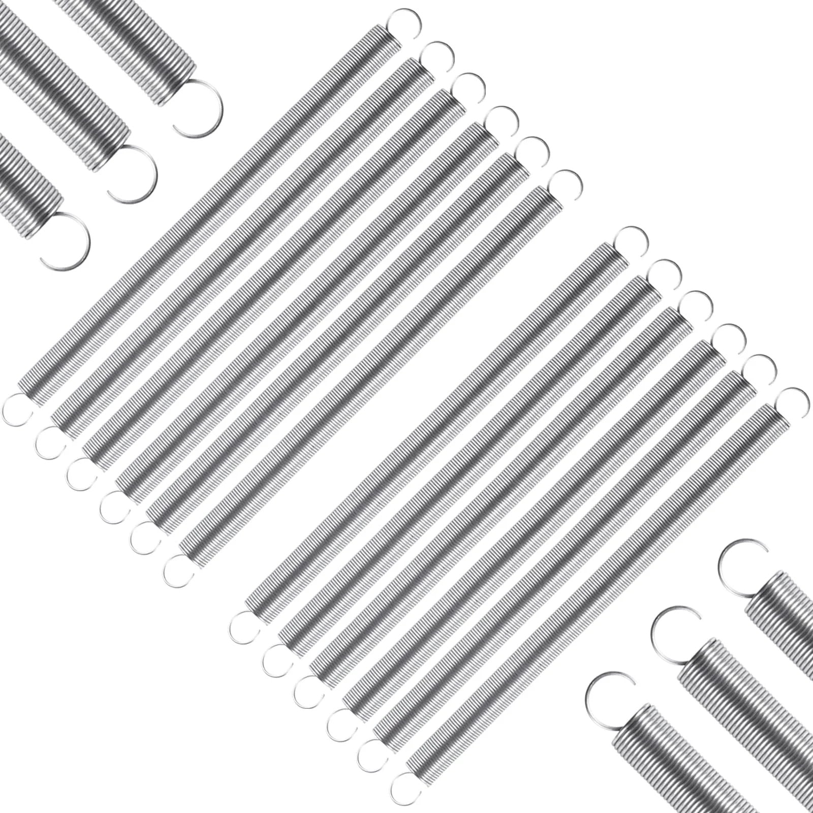 Heavy Duty 6.5 Inch Stainless Steel Extension Springs With Hook Ends Pack Of 12, 0.03 Inch Wire Diameter, 0.4 Inch Outer Diameter
