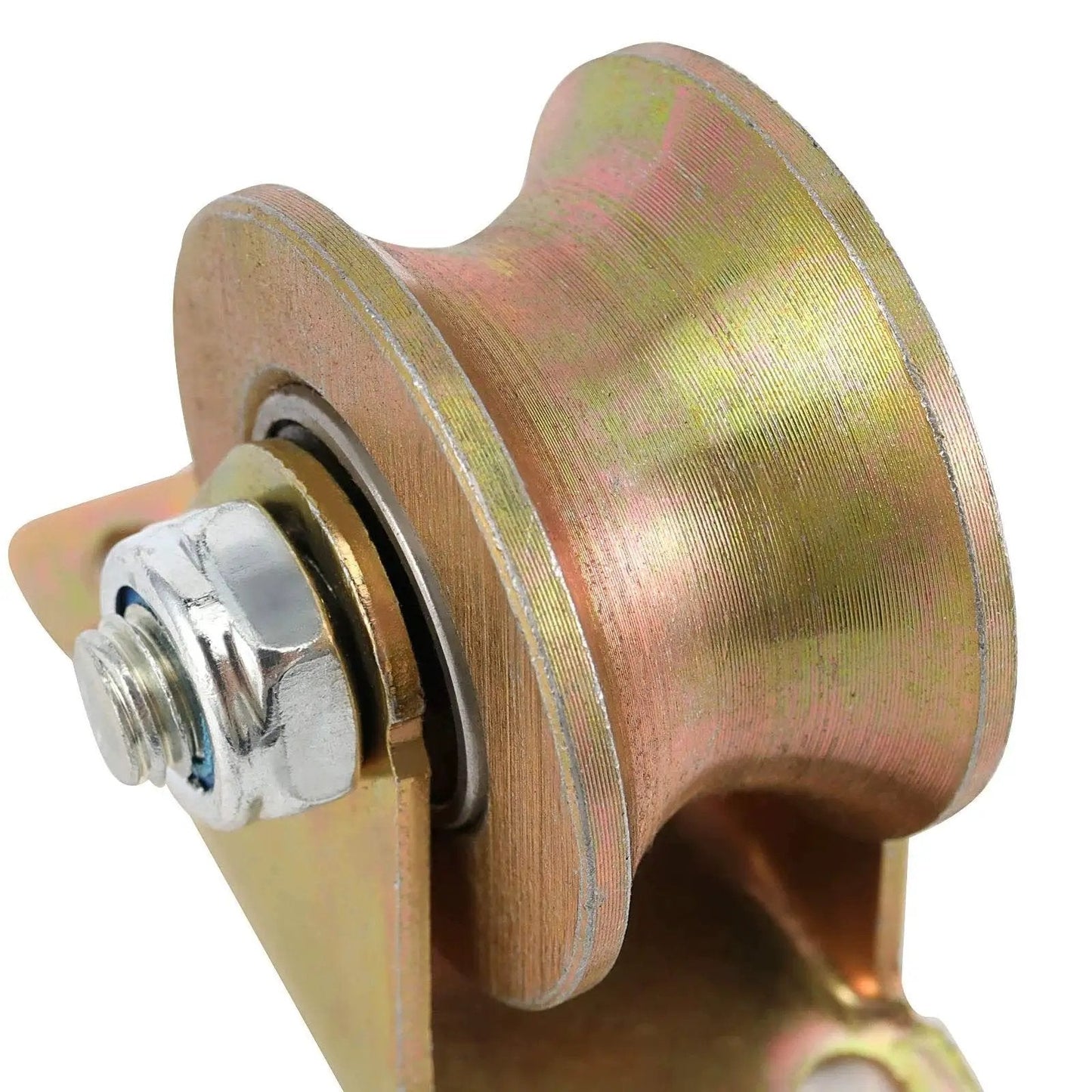 4 Pack 2 Inch U Groove Wheel Pulley 660 Lb 45 Steel Heavy Duty Sliding Gate Rollers With Bracket Rigid Caster For Inverted Track Rolling Gate Industrial Machines Wire Rope Rail Ideal For Inverted Track Systems Rolling Gates And Industrial Machinery close-up view