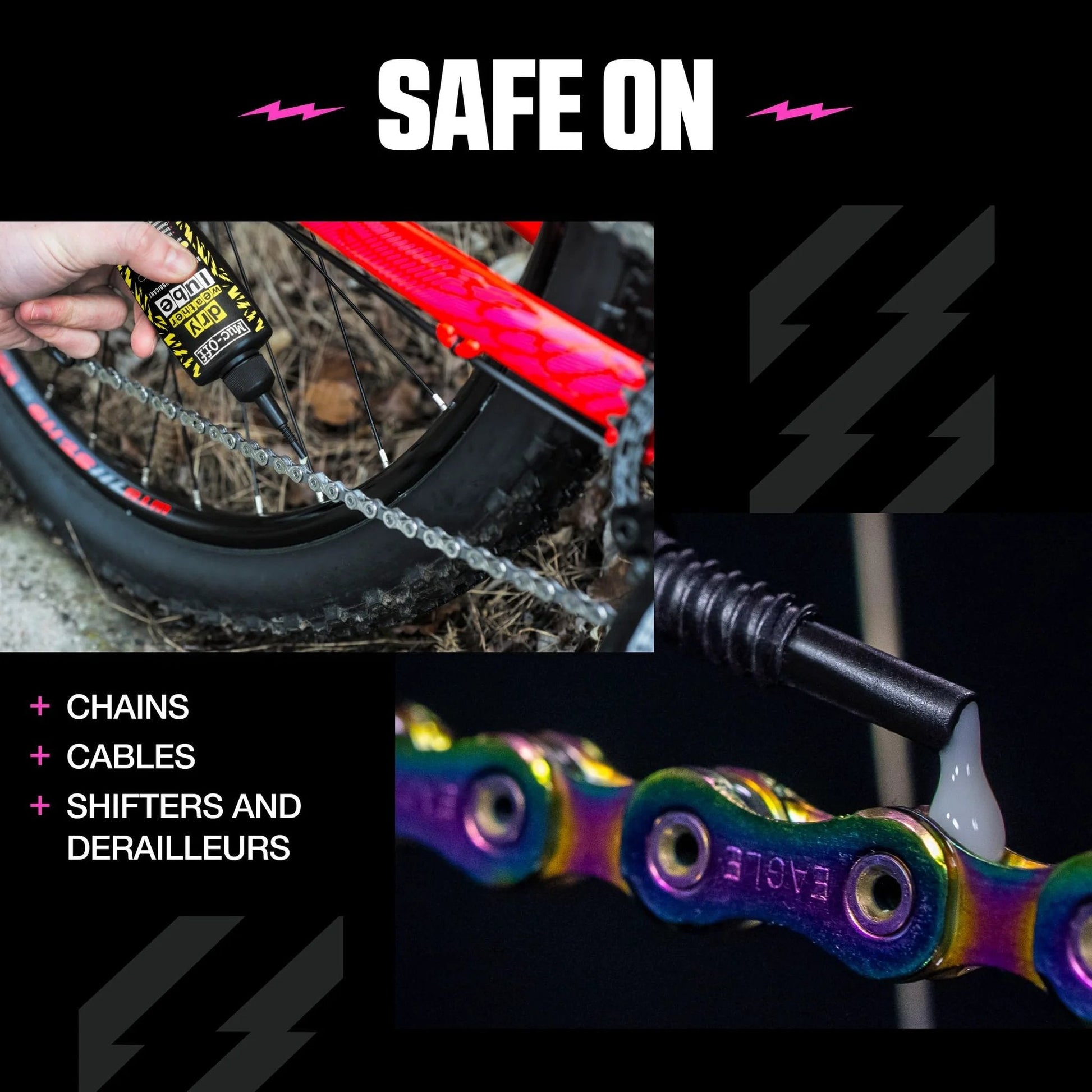 Bio Dry Wax Based Bike Chain Lube 50ml With Pipette System For Easy Application on bicycle chain close-up view