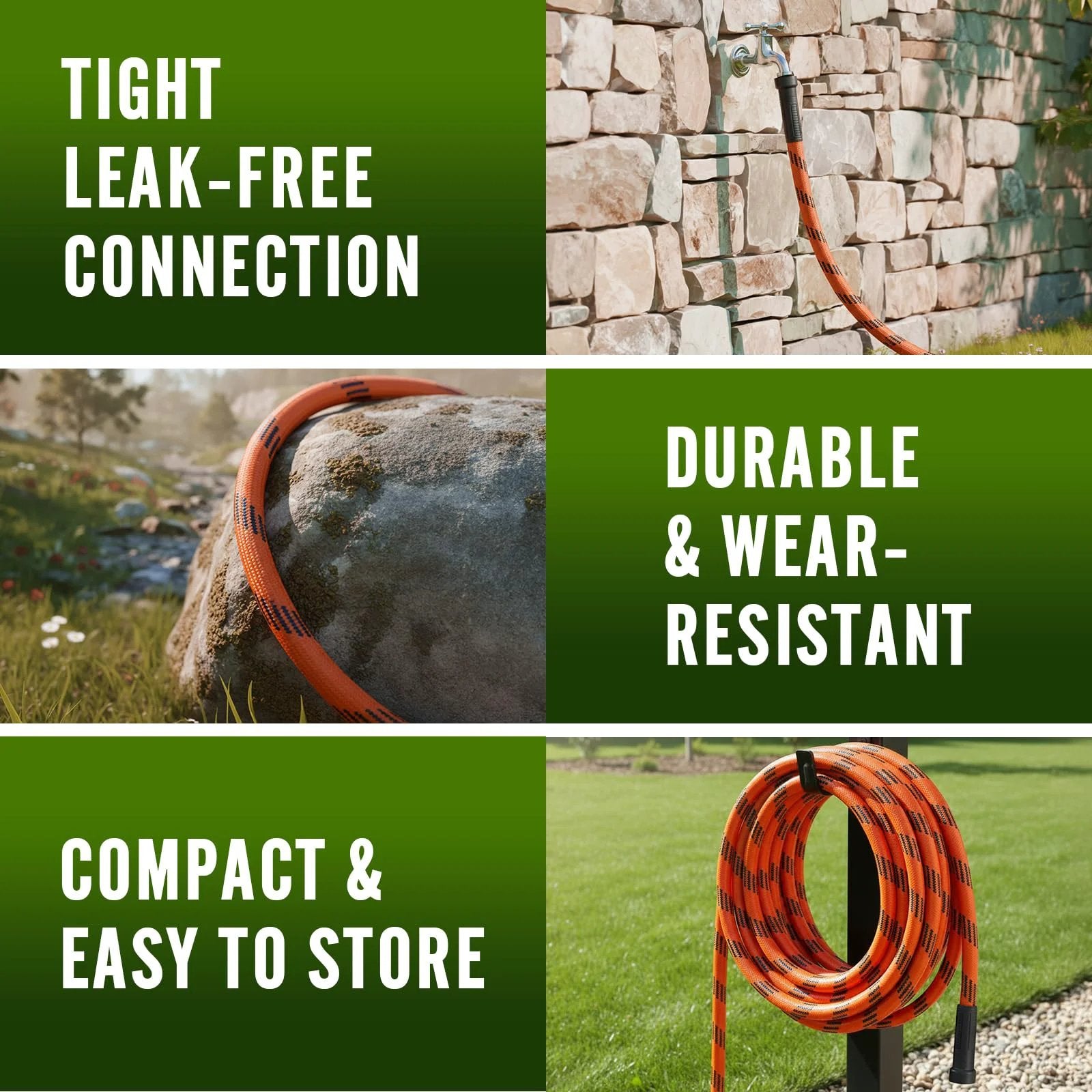Heavy Duty Non Expandable Garden Hose 100 Ft With 10 Function Sprayer Delivers Steady Water Pressure Anti Kink Burst Resistant