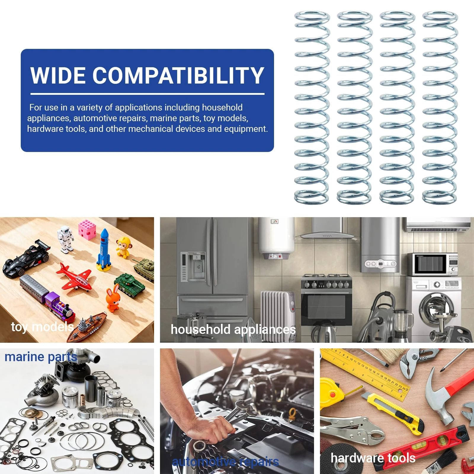 Image showing 9712 Compression Spring With Nickel Plated Finish And Spring Steel Construction, showcasing use in various applications.