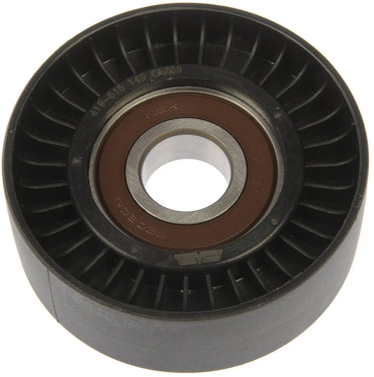 Front view of Accessory Drive Belt Idler Pulley For Select Models By Dorman 4195007 Direct Replacement To Fix Squealing And Groaning Noises