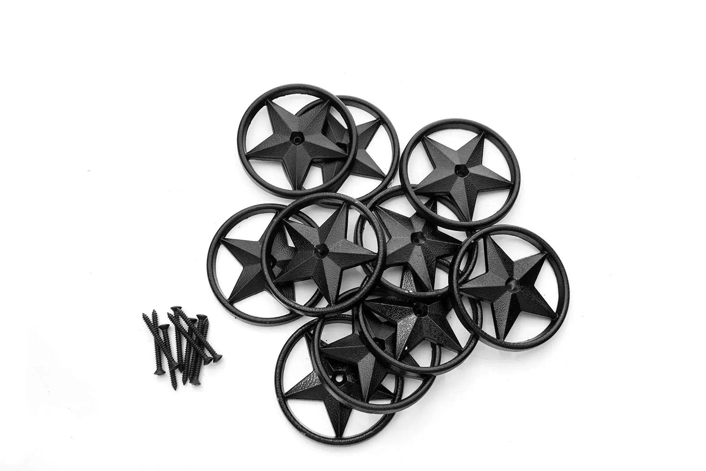 Three And Three Eighths Inch Decorative Metal Star With Black Powder Coated Finish, Corrosion Resistant Outdoor Accent For Treated Lumber And ACQ Lumber, Ten Per Pack, Ideal For Outdoor Ornament Or Garden Decor