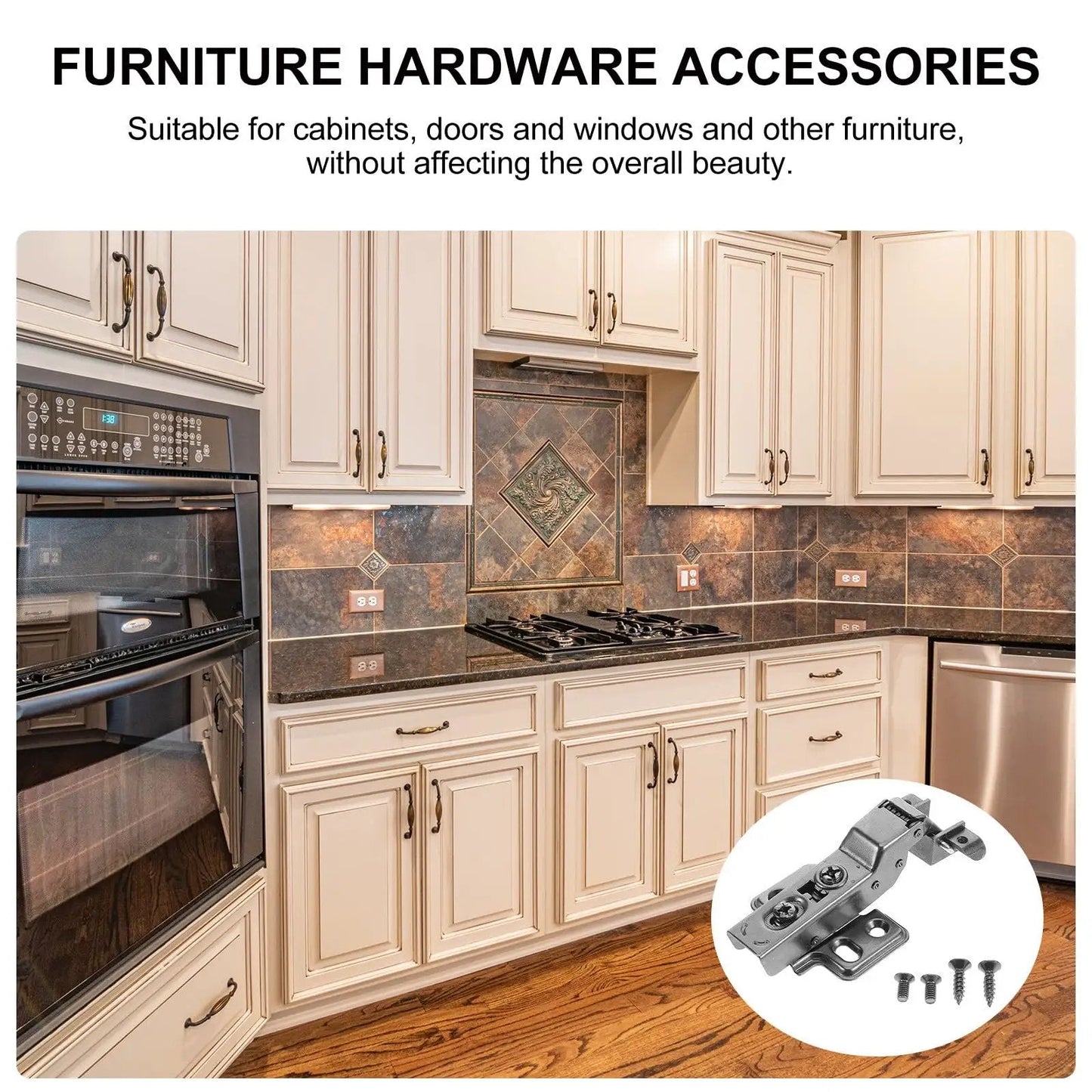 4 Pack Black Hydraulic Soft Close Cabinet Hinges For Kitchen Cabinets European Style Inset Aluminum Frame Hinges displayed in a kitchen