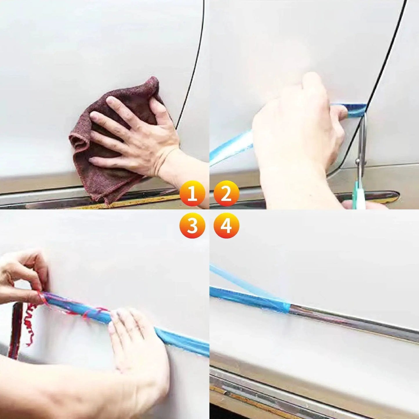 Steps to install Universal Car Exterior And Interior Molding Trim Self Adhesive PVC Strip on car door edge