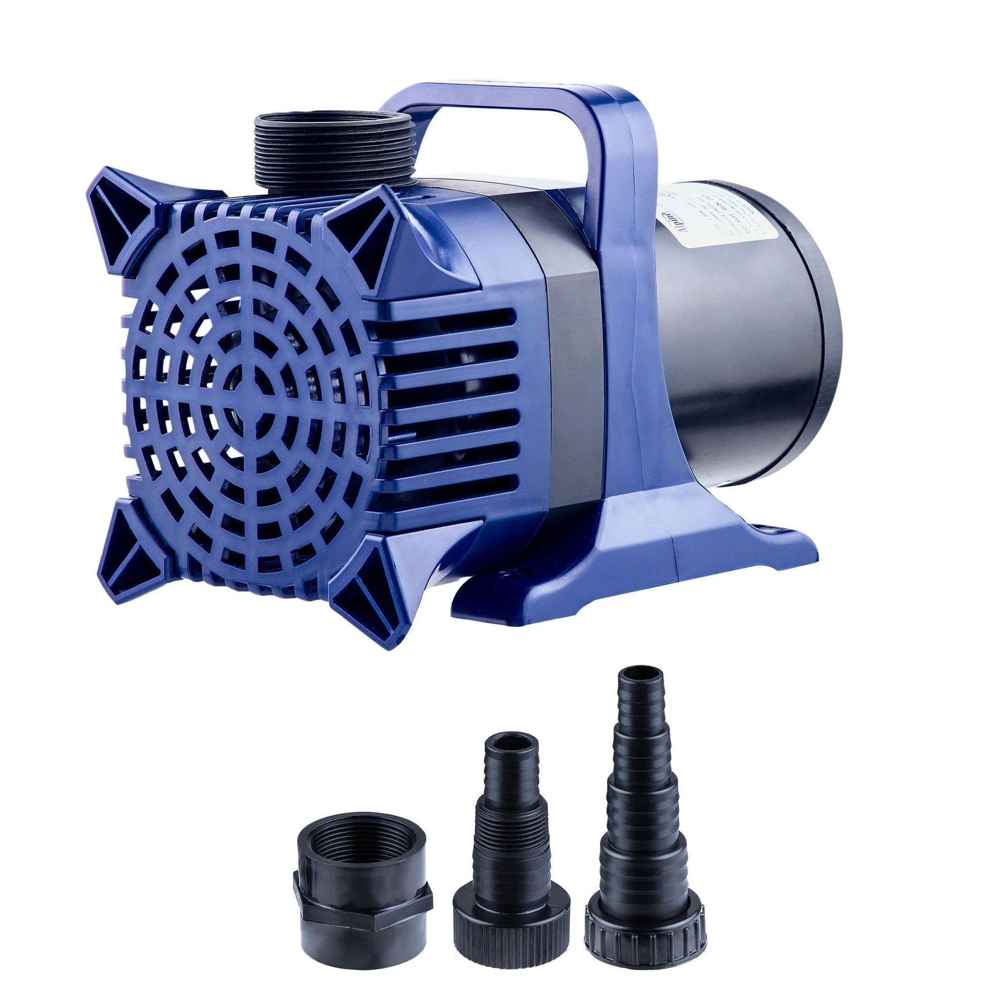 Front view of Powerful Submersible Pond Pump With 6550 GPH And Quiet 456W Motor 33 Foot Cord And Adapters 26 Foot Lift