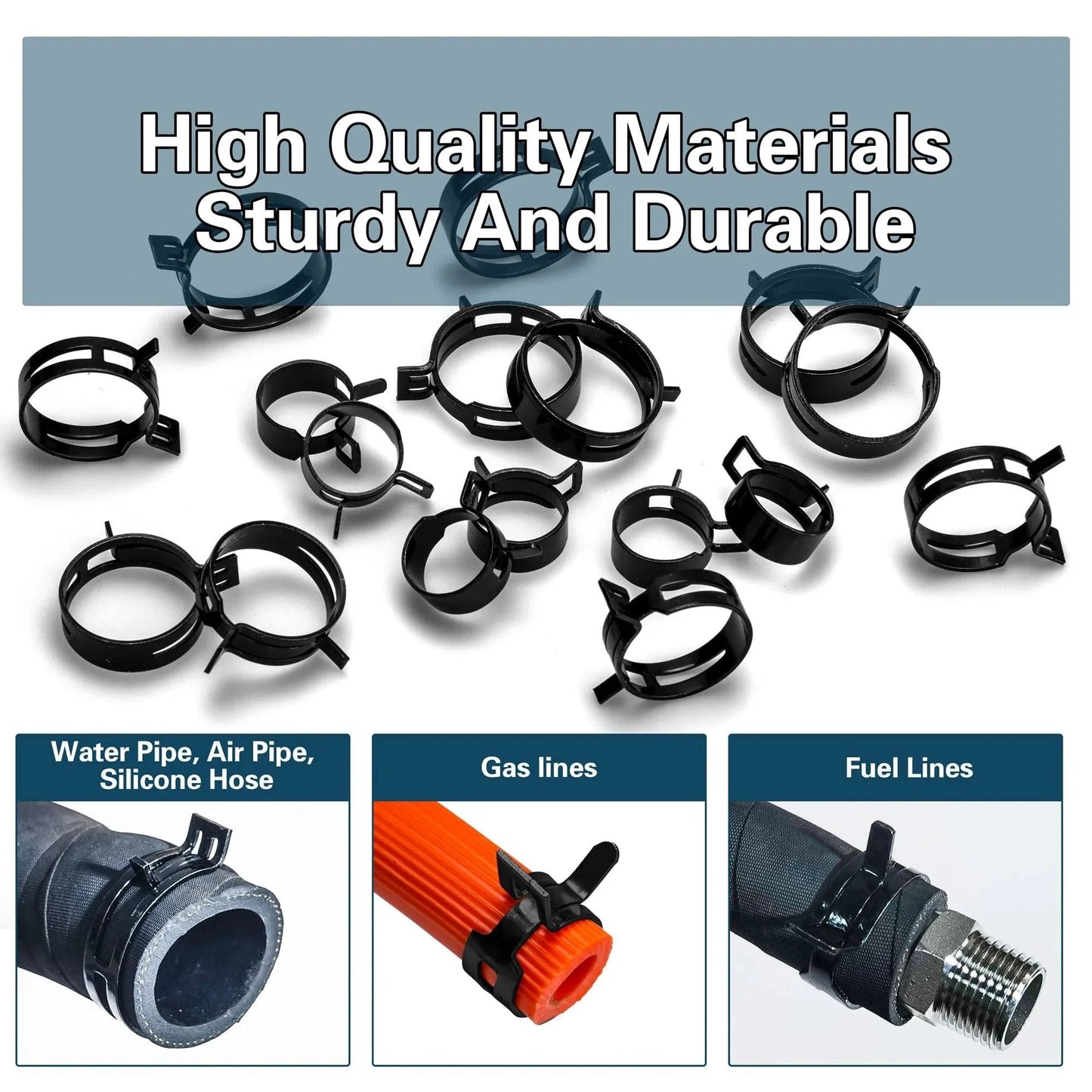 Automotive Spring Hose Clamps Kit 6 To 38 Mm 401 Pcs With 20 Sizes Includes 2 Installation Tools For Fuel Coolant Lines In Automotive Marine Gardening And Industrial Applications Durable Build For Long Life In Harsh Environments