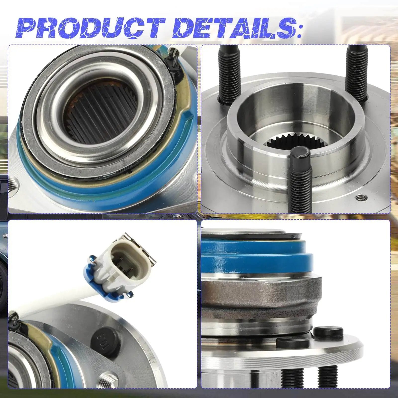 Close-up of Front Wheel Hub Bearing Assembly with ABS components, showing sealed bearing structure and ABS compatibility features.