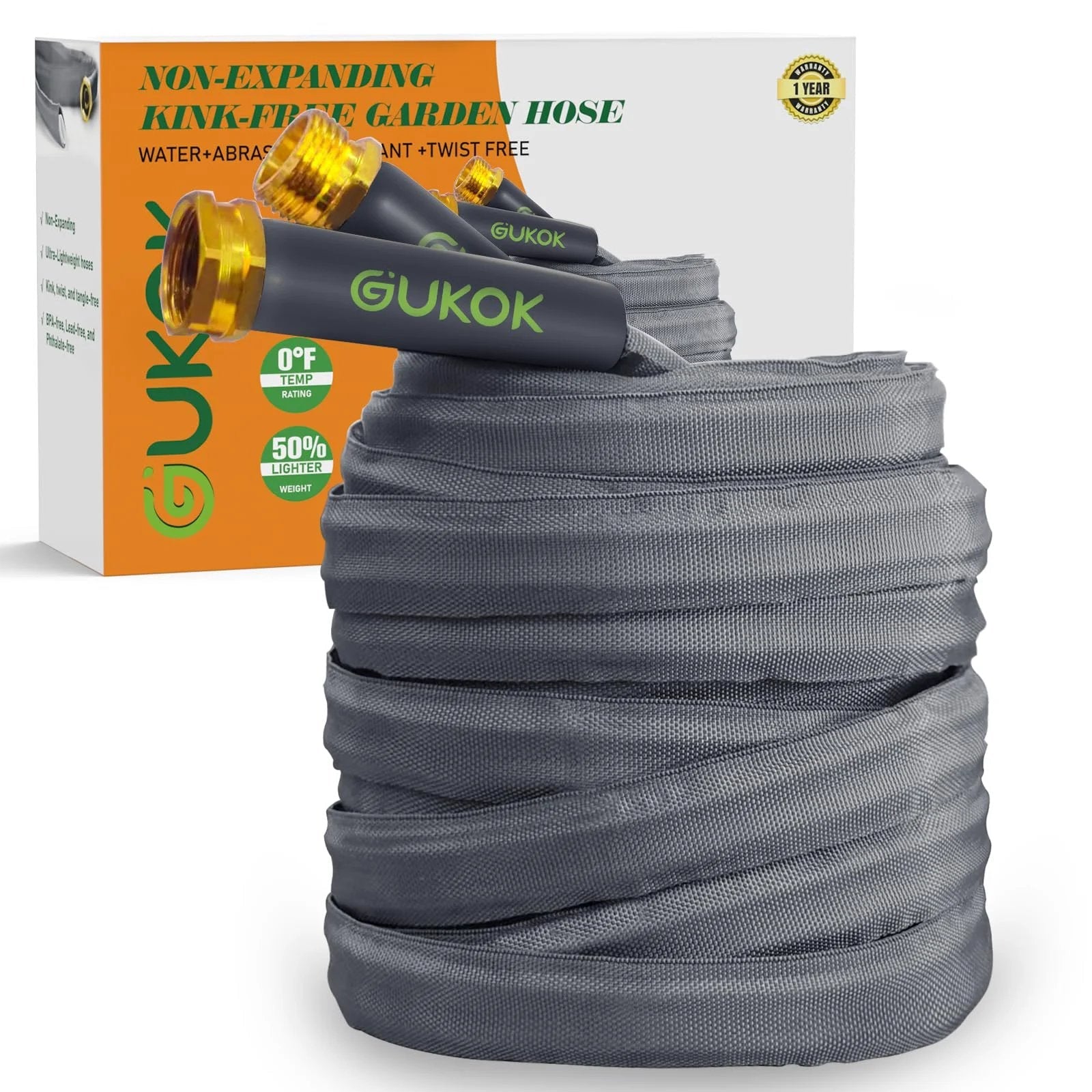 Upgraded 50 Foot Non Expanding Garden Hose Ultra Lightweight Easy Carry Flexible Water Hose Burst Resistant Kink Free High Pressure All Weather Use For Lawns Gardens And Outdoor Cleaning