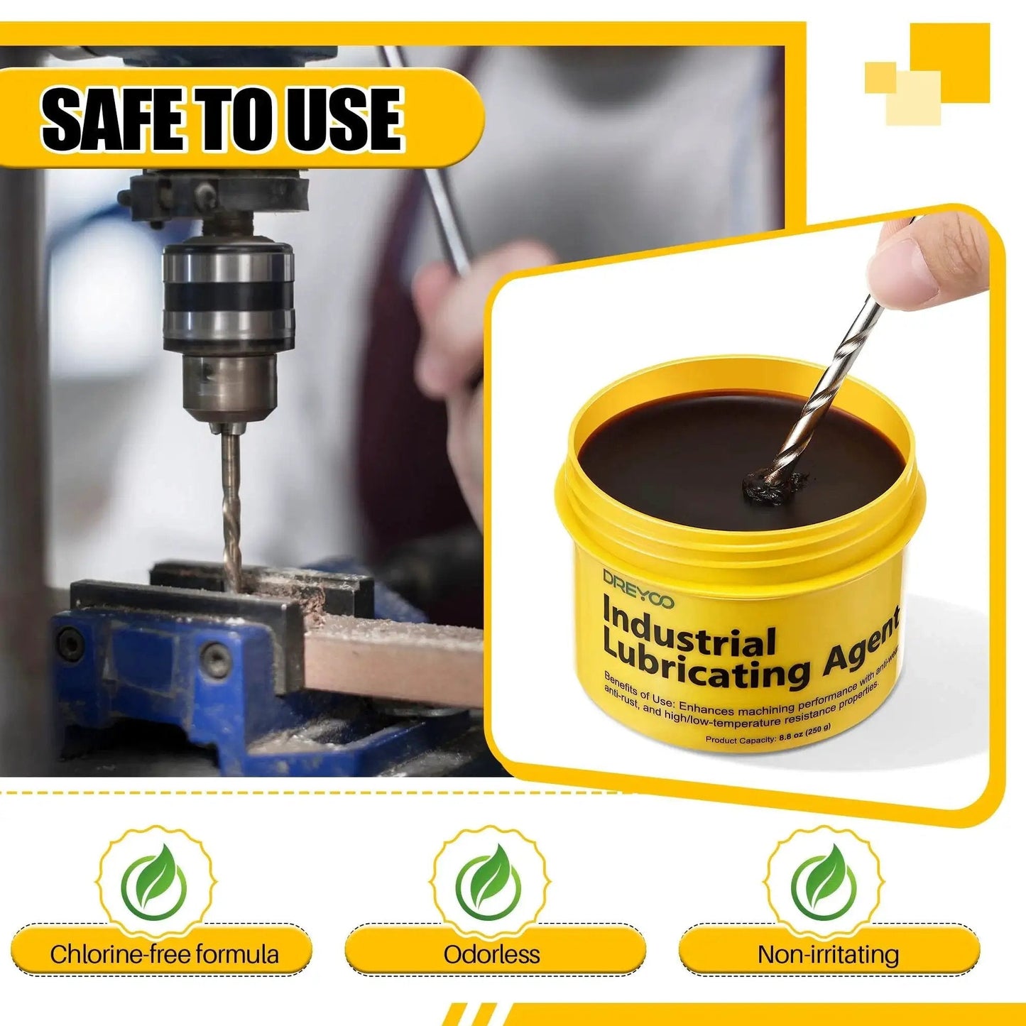 Metal Cutting Paste For Drilling And Tapping, 8.8 Oz Jar Lubricant Wax for Drill Bits in use